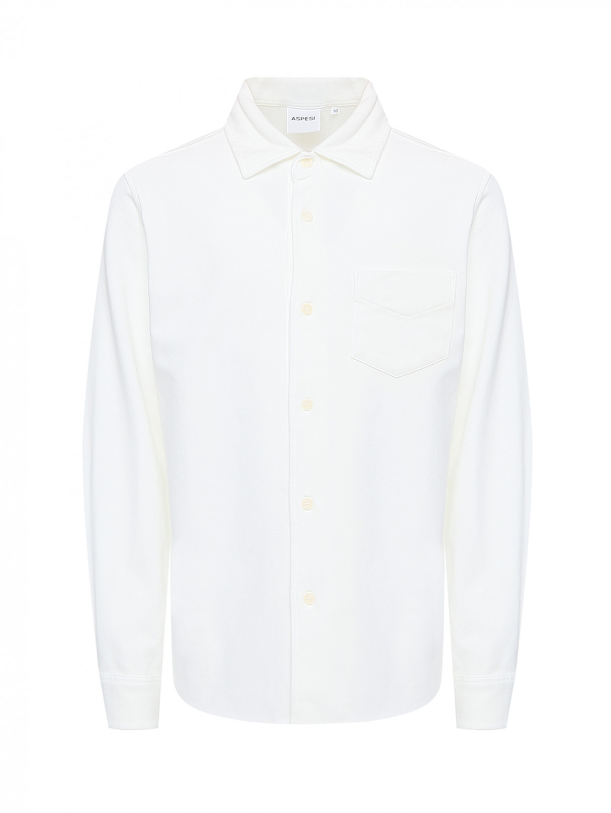 Рубашка из хлопка с карманом Aspesi  –  Общий вид  – Цвет:  Белый