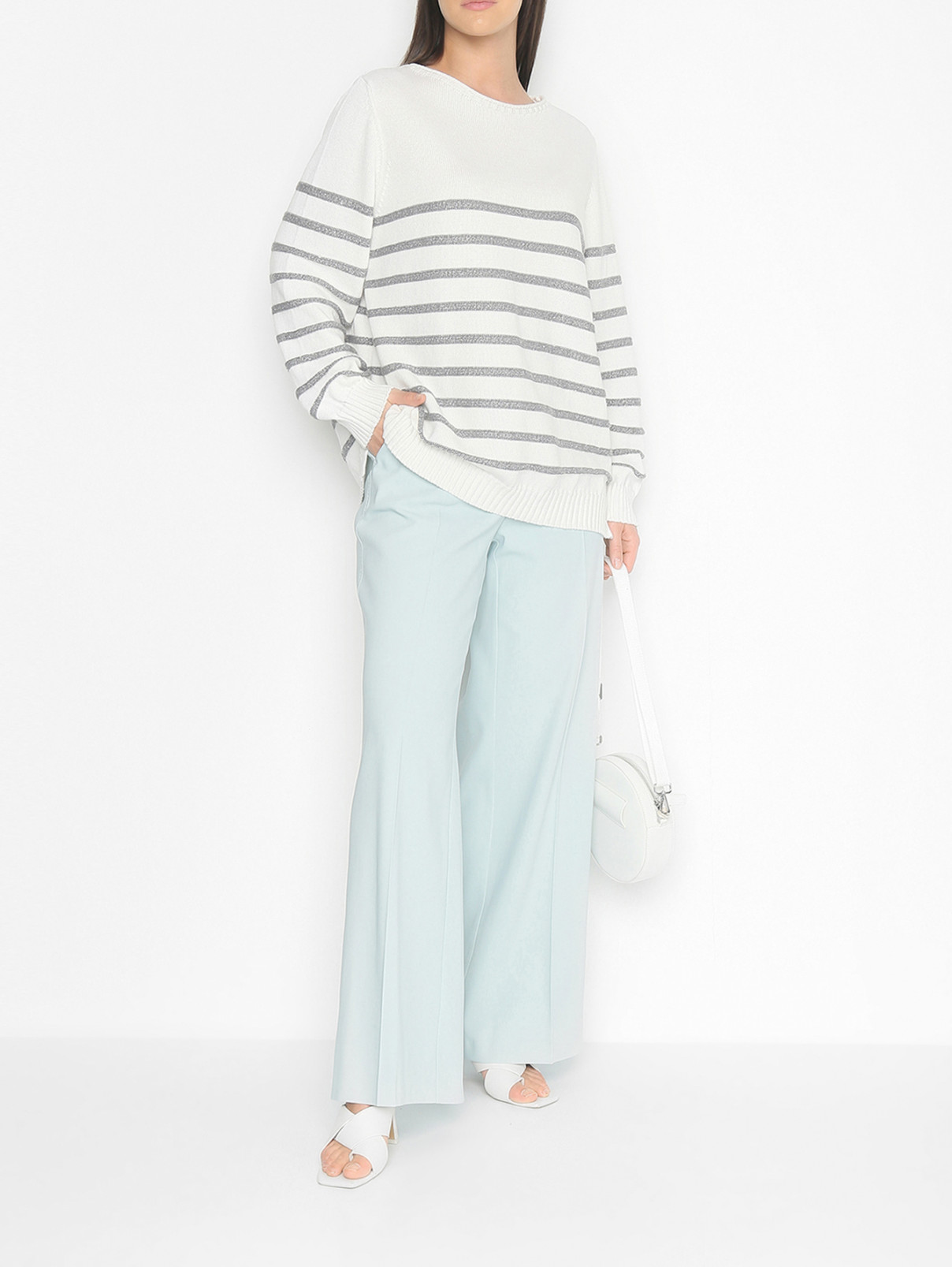 Широкие брюки с карманами Marina Rinaldi  –  МодельОбщийВид  – Цвет:  Синий