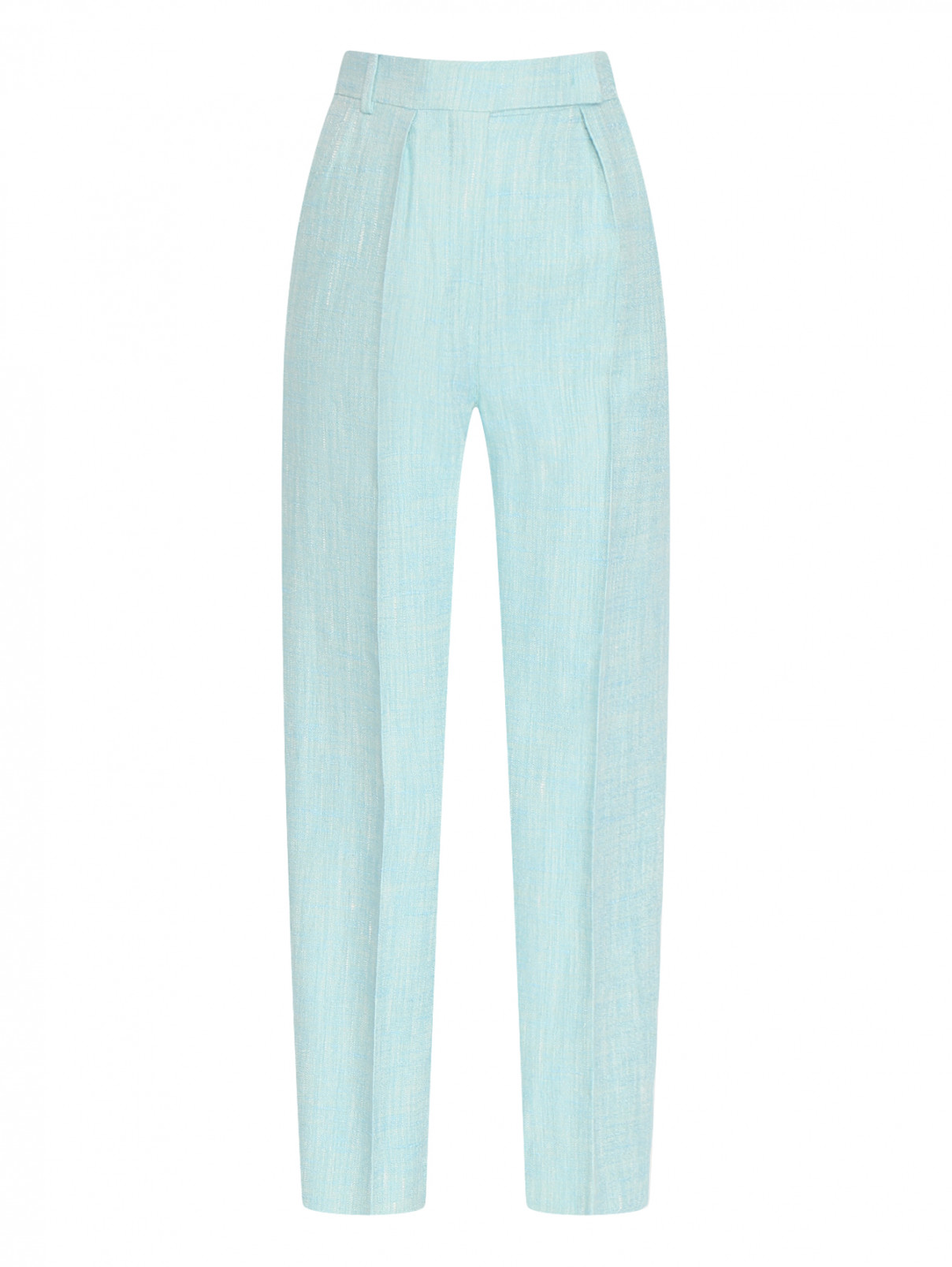 Прямые брюки из шелка и льна Max Mara  –  Общий вид  – Цвет:  Синий