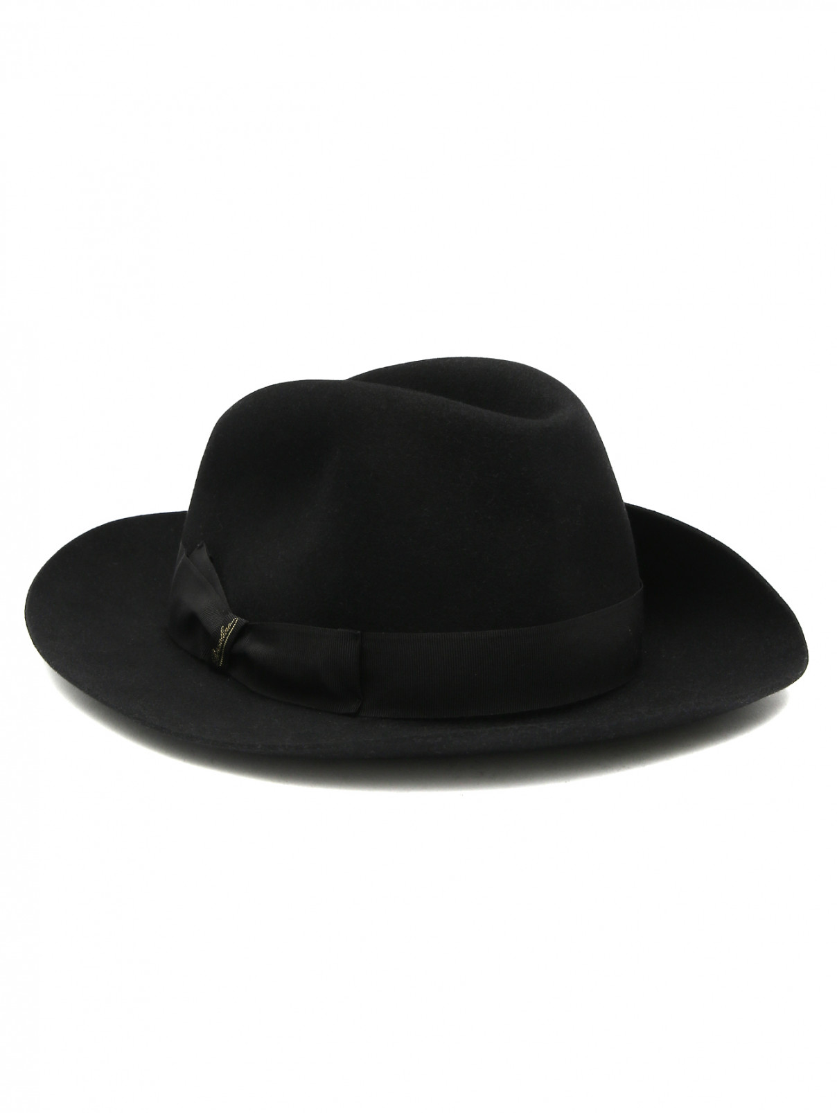 Шляпа из шерсти с декоративной деталью Borsalino  –  Обтравка1  – Цвет:  Черный
