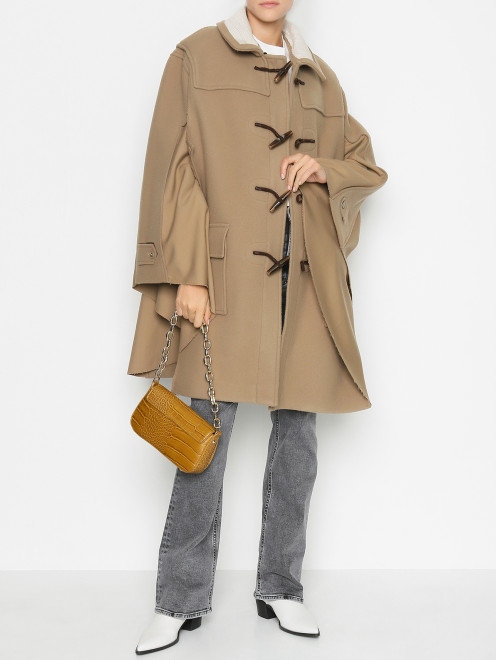 Кейп из шерсти с накладными карманами Maison Margiela - МодельОбщийВид
