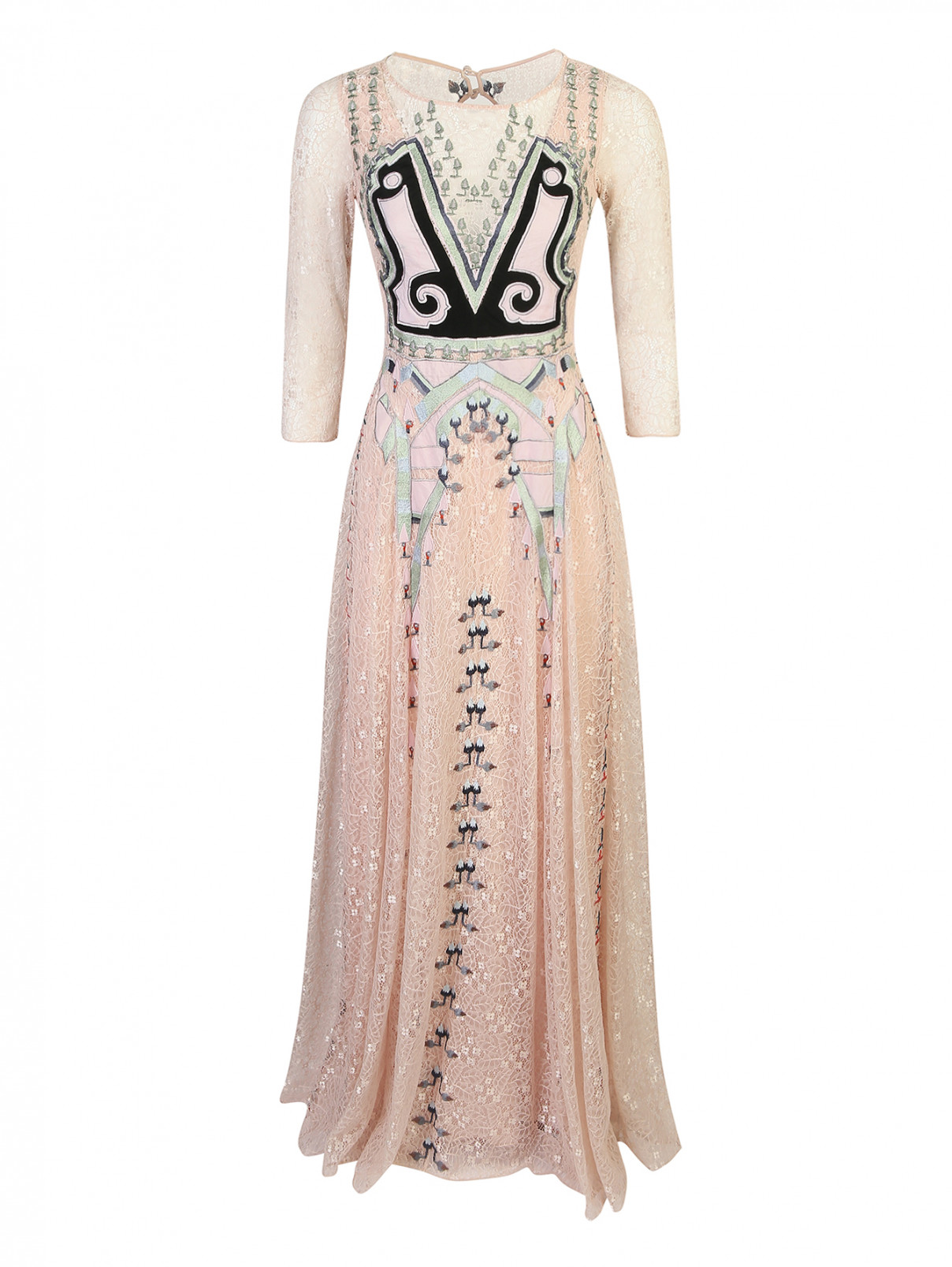 Платье кружевное с вышивкой Temperley London  –  Общий вид  – Цвет:  Розовый
