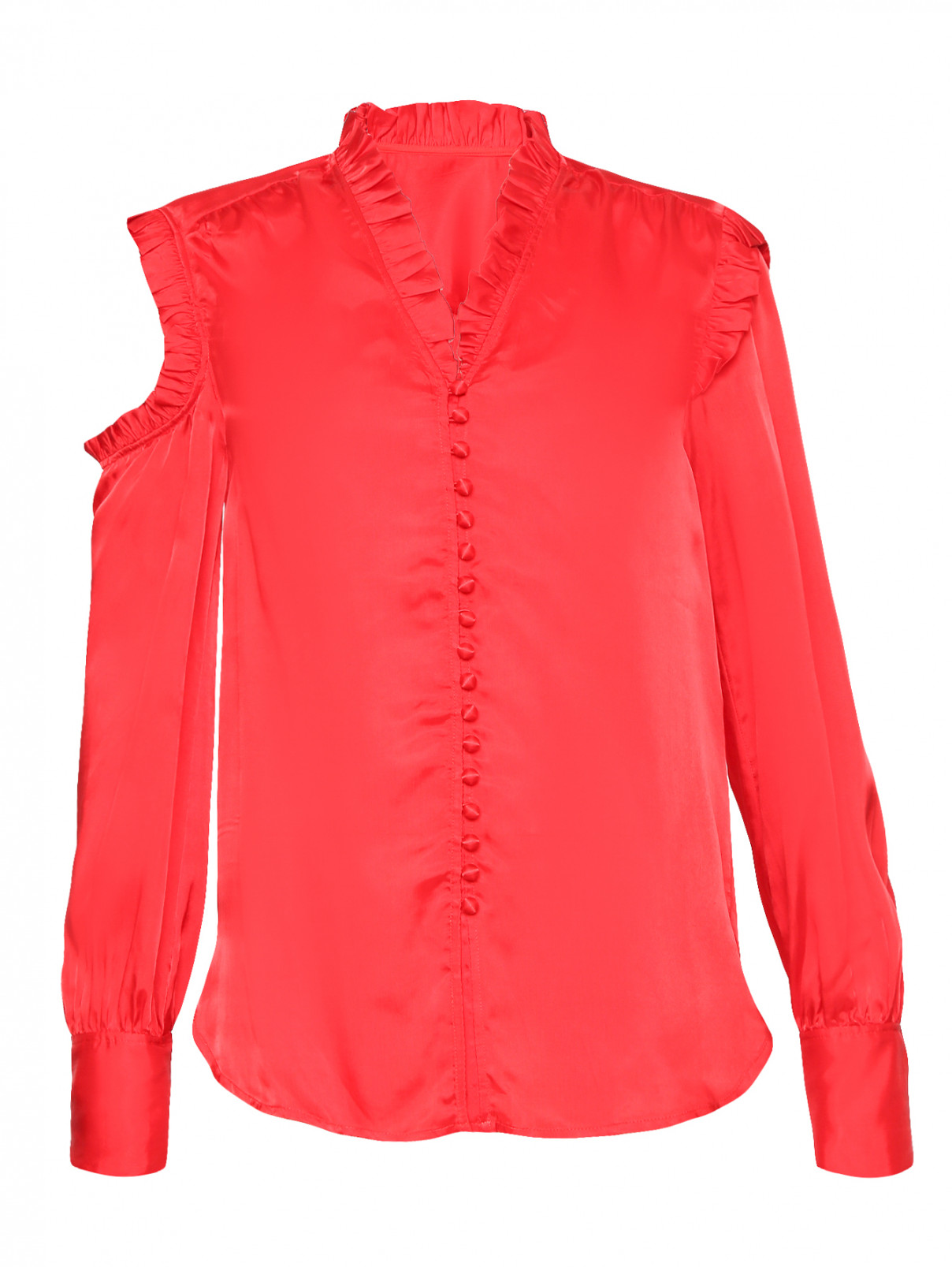 Блуза асимметричного кроя Mo&Co  –  Общий вид  – Цвет:  Красный