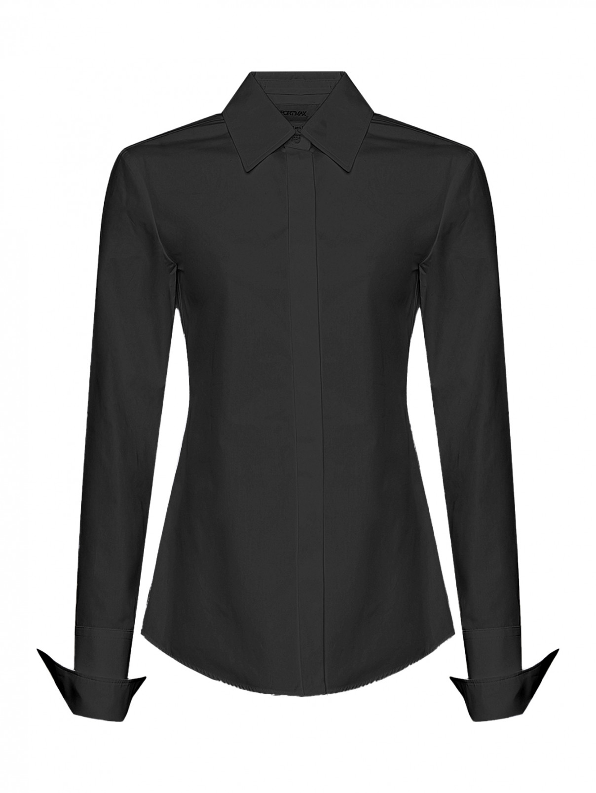 Однотонная блуза из хлопка Sportmax  –  Общий вид  – Цвет:  Черный