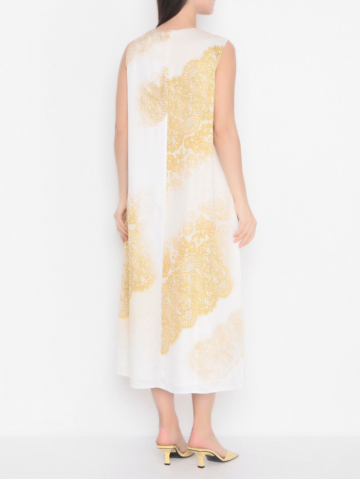 Платье из вискозы с узором Marina Rinaldi  –  МодельВерхНиз1  – Цвет:  Белый