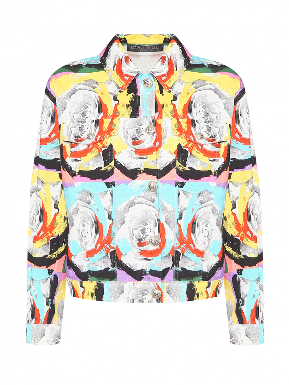 Джинсовая куртка из хлопка с узором Marina Rinaldi  –  Общий вид  – Цвет:  Узор