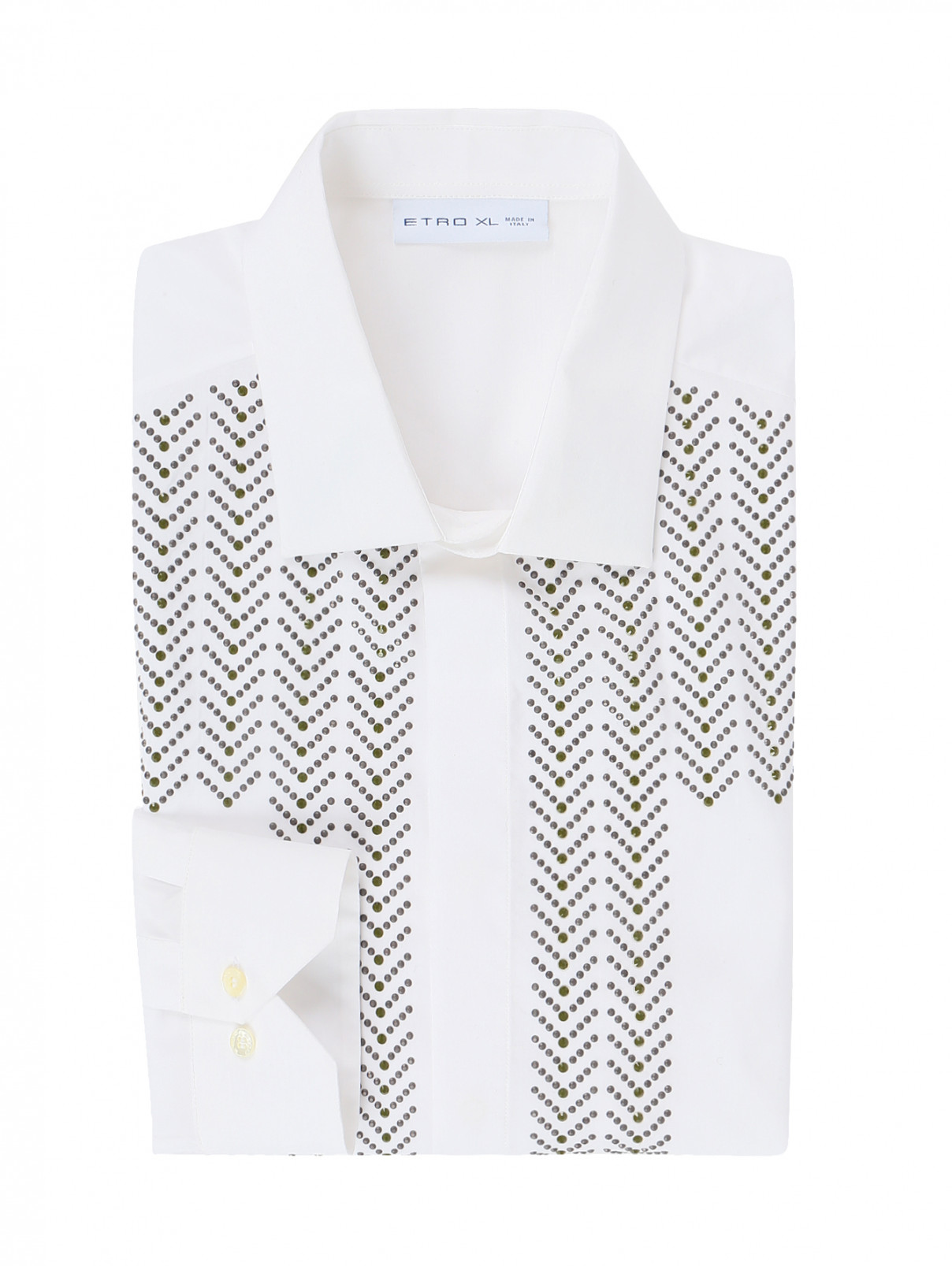 Рубашка из хлопка и шелка с узором Etro  –  Общий вид  – Цвет:  Белый