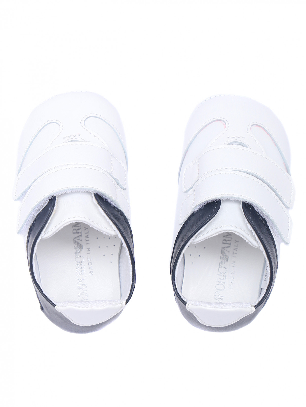 Кроссовки из кожи на липучках Emporio Armani  –  Обтравка4  – Цвет:  Белый