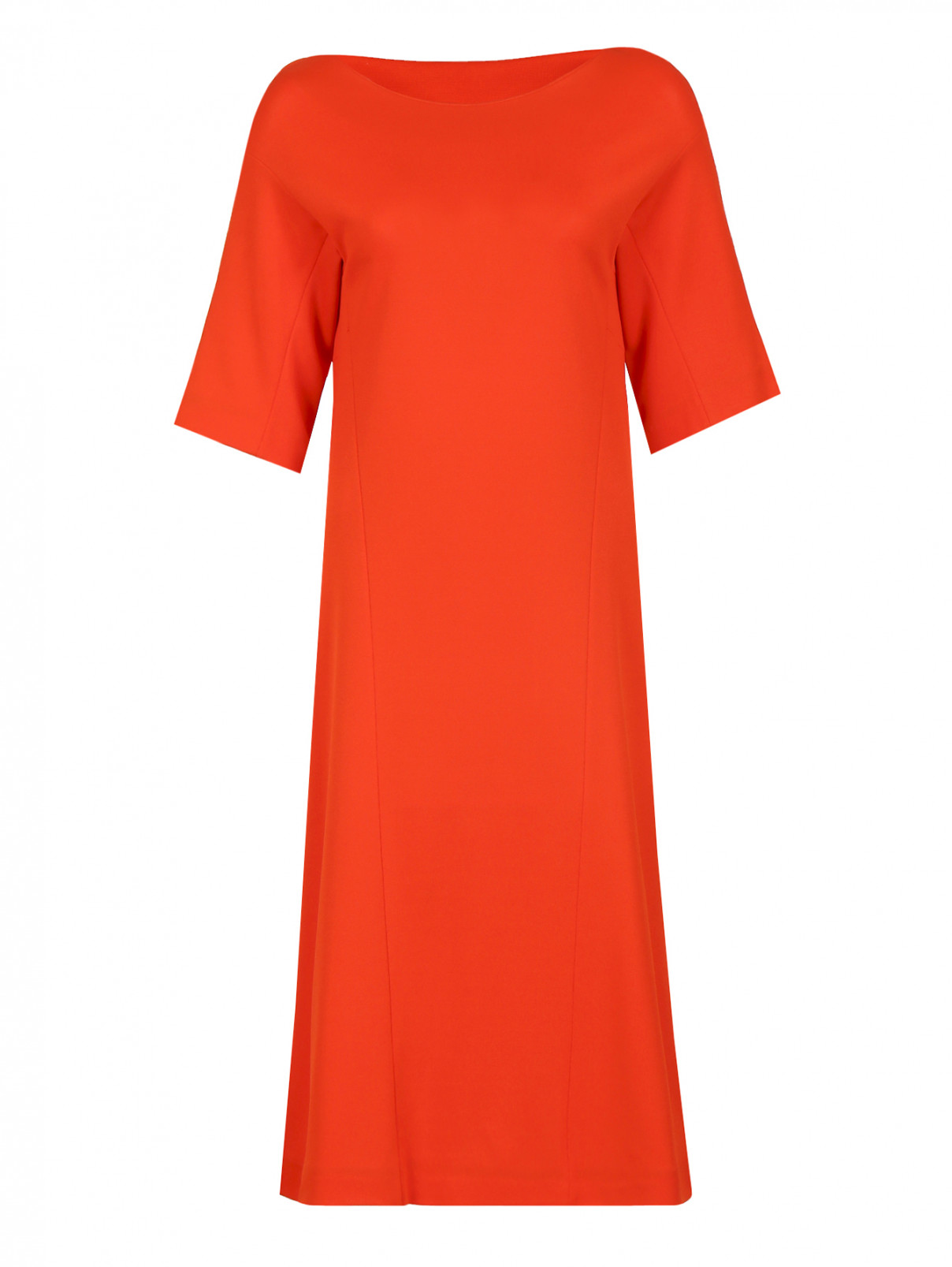 Платье-миди из смешанного хлопка свободного фасона Jil Sander  –  Общий вид  – Цвет:  Красный