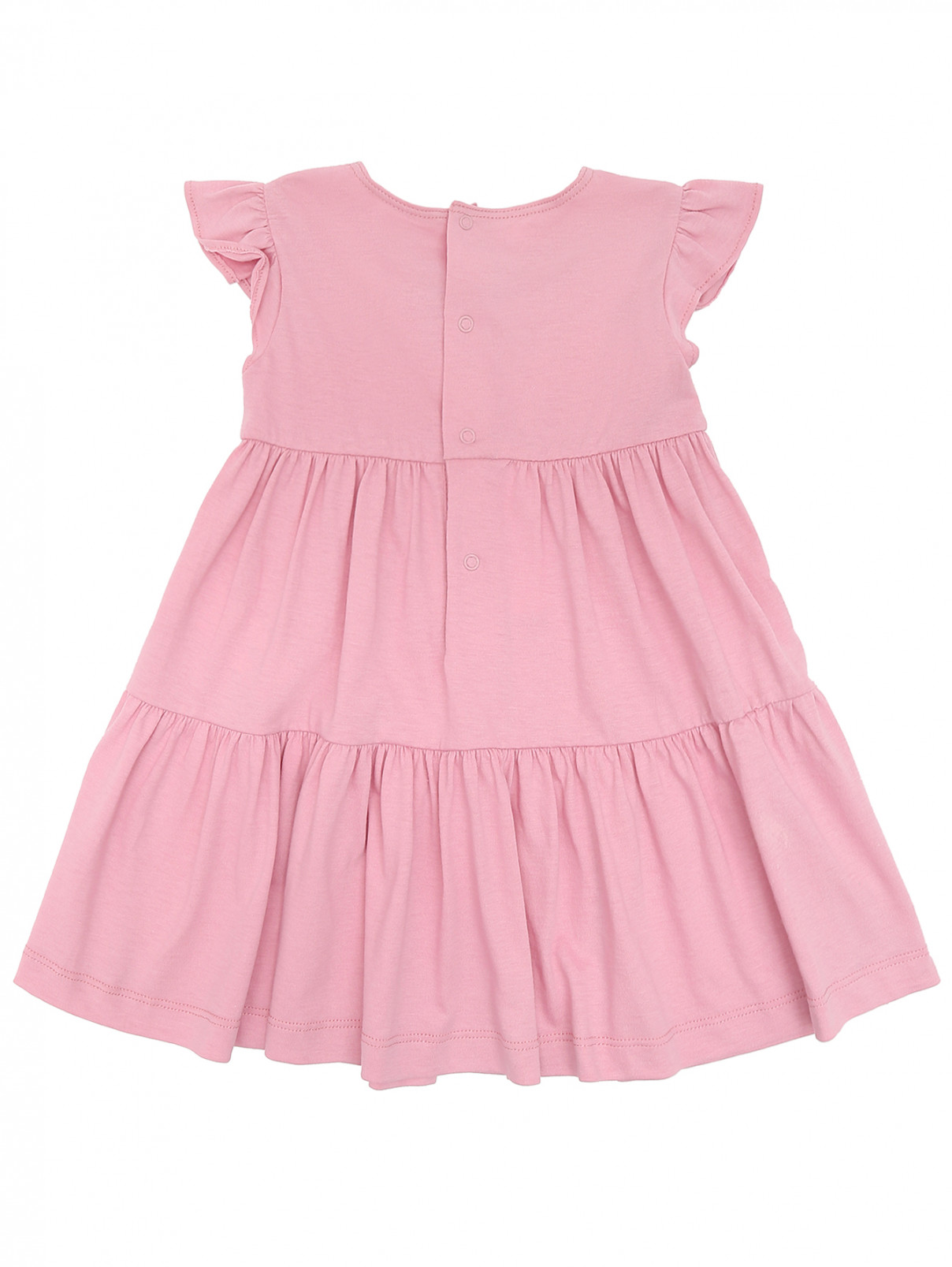Трикотажное платье с аппликацией Il Gufo  –  Обтравка1  – Цвет:  Розовый