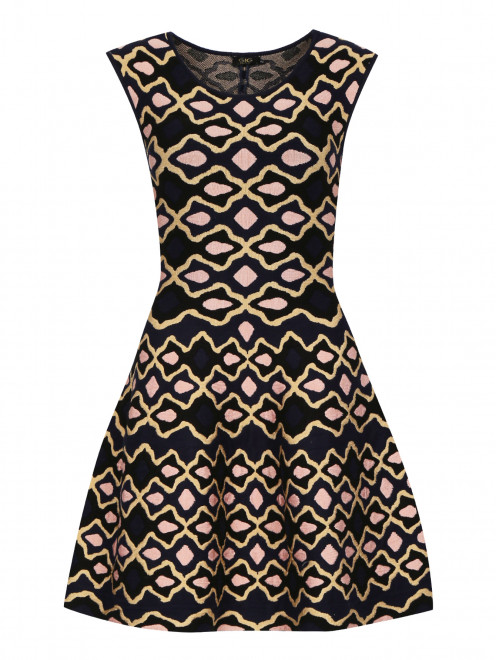 Трикотажное платье-мини с узором - Общий вид