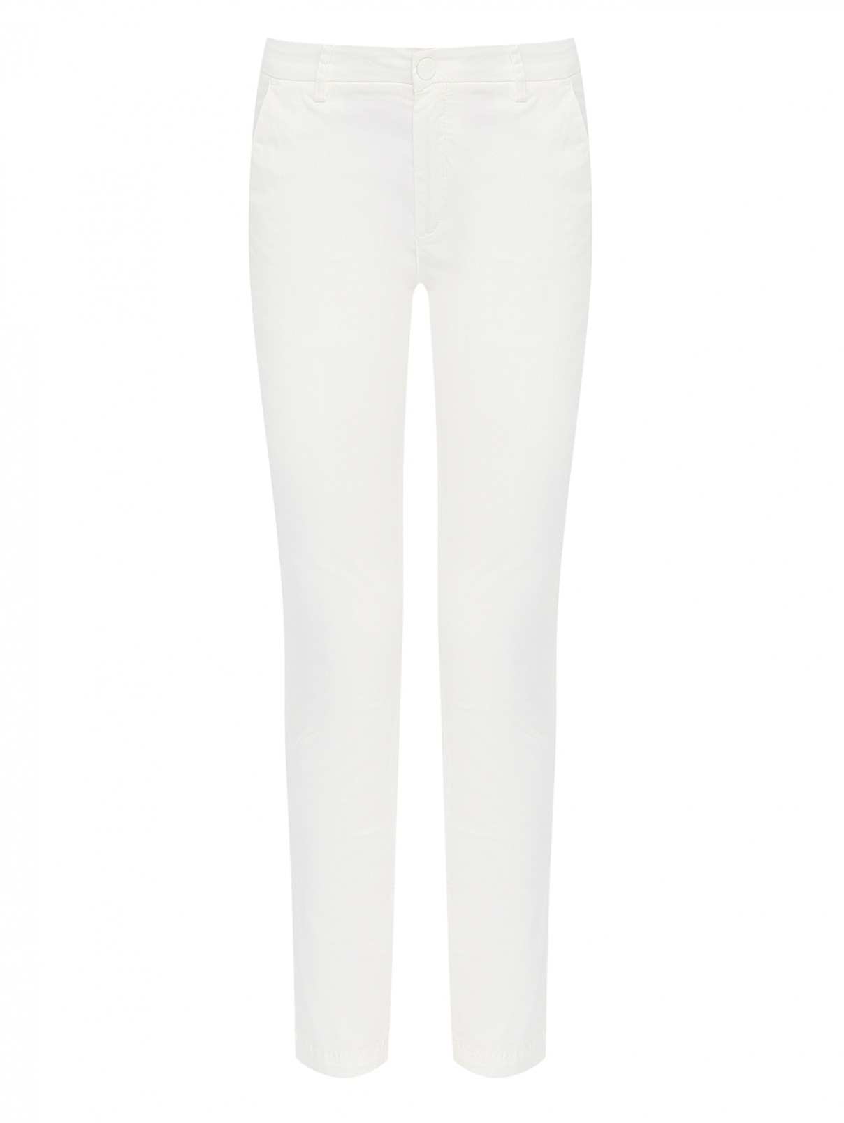 Однотонные брюки из хлопка Frankie Morello  –  Общий вид  – Цвет:  Белый