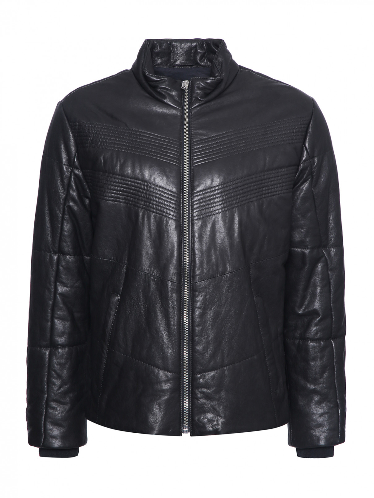 Куртка из кожи с карманами Dirk Bikkembergs  –  Общий вид  – Цвет:  Черный