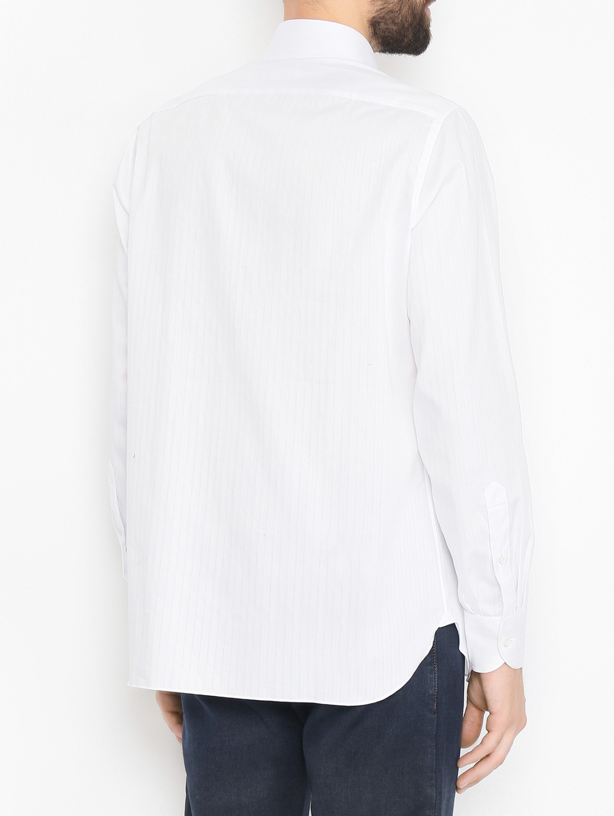 Рубашка из хлопка с узором "полоска" Giampaolo  –  МодельВерхНиз1  – Цвет:  Белый