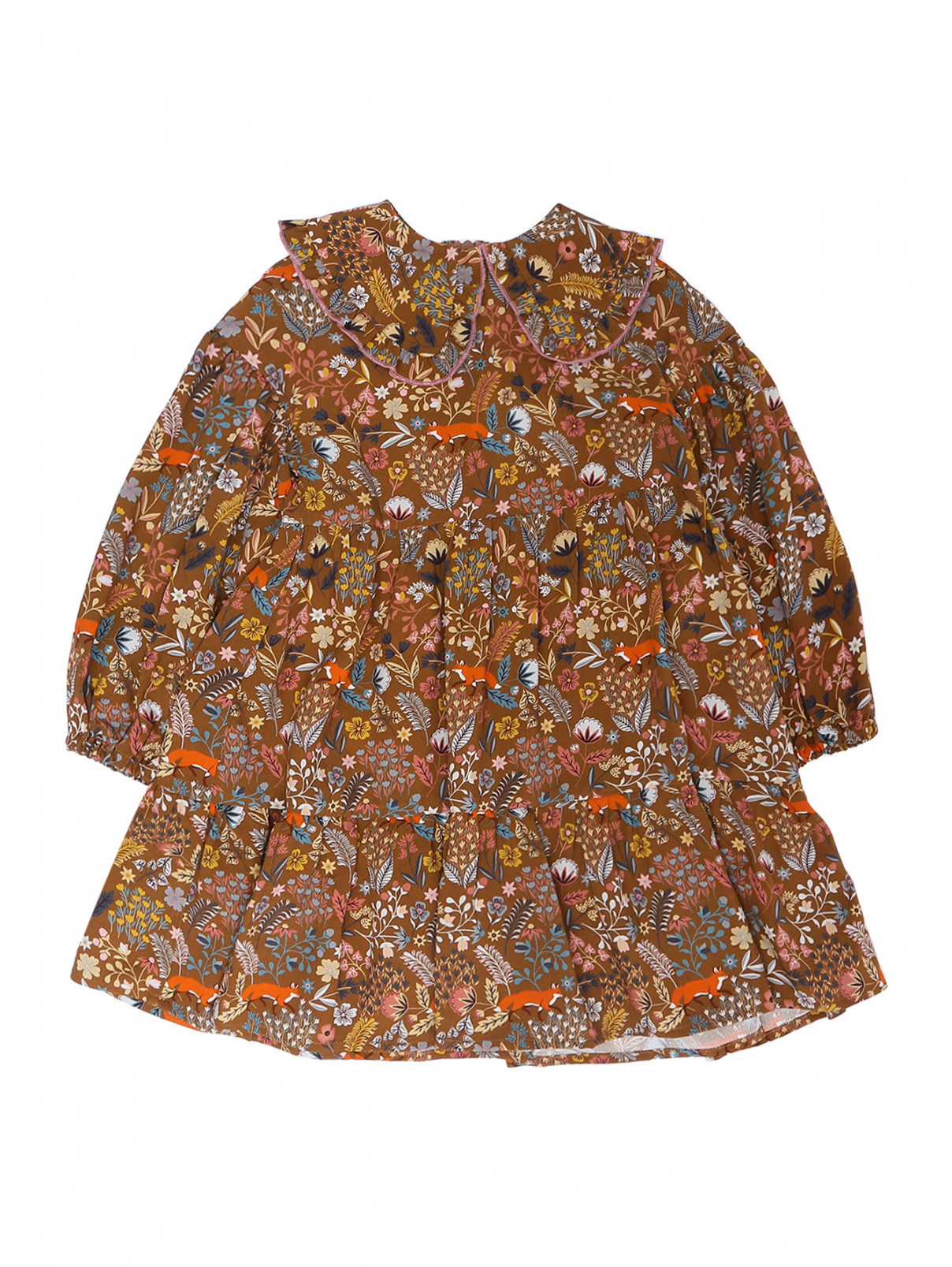 Платье из вискозы с длинным рукавом Il Gufo  –  Общий вид  – Цвет:  Узор
