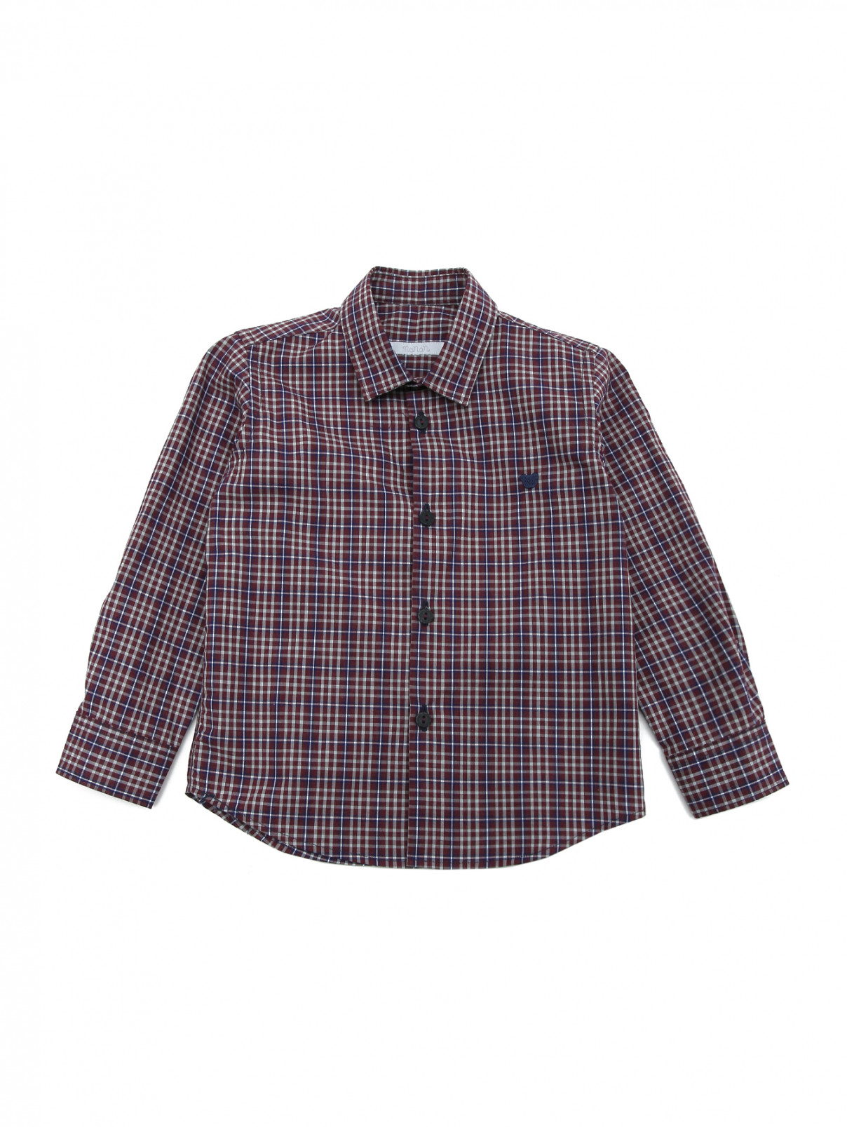 Рубашка хлопковая в клетку Nanan  –  Общий вид  – Цвет:  Фиолетовый