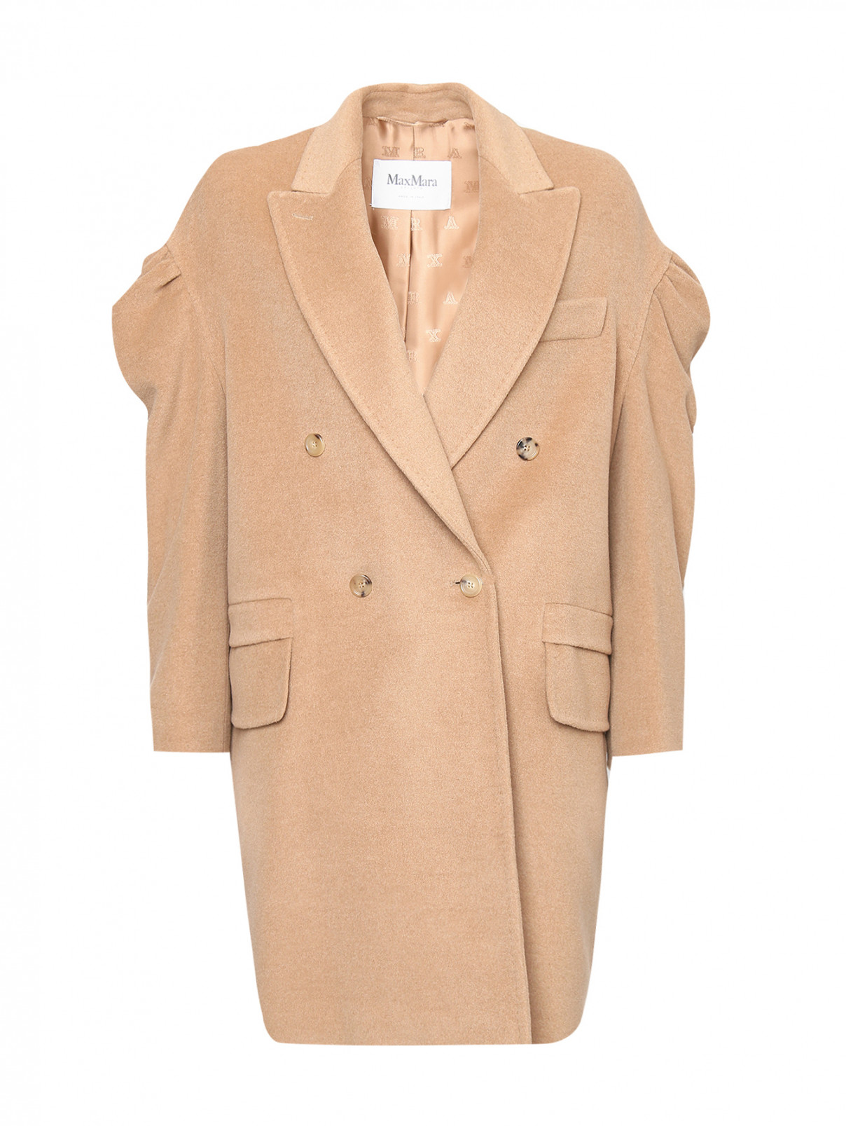 Пальто из шерсти с объемными рукавами Max Mara  –  Общий вид  – Цвет:  Бежевый