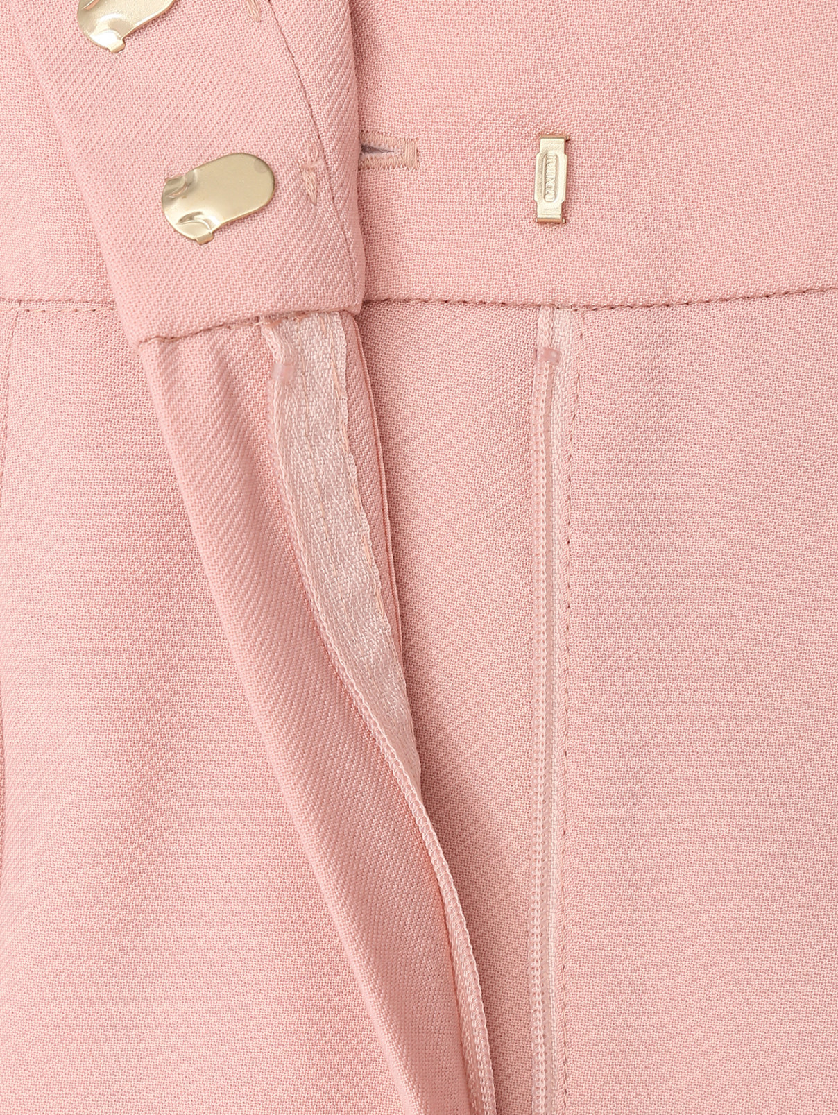 Брюки из шерсти прямого кроя с карманами Max Mara  –  Деталь1  – Цвет:  Розовый