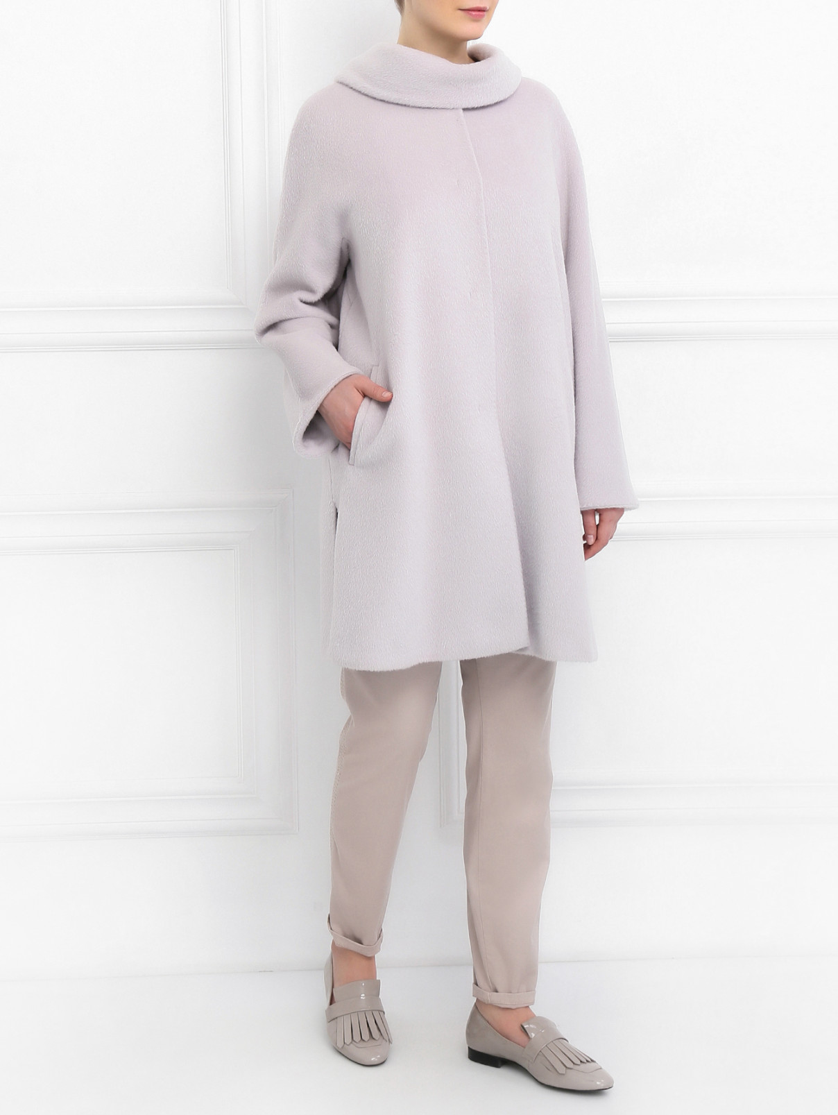 Пальто из шерсти Marina Rinaldi  –  Модель Общий вид  – Цвет:  Серый