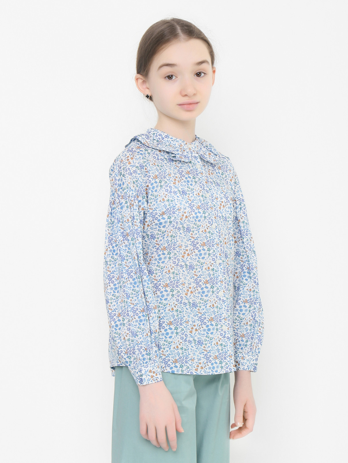 Блуза из хлопка с длинным рукавом Il Gufo  –  МодельВерхНиз  – Цвет:  Узор