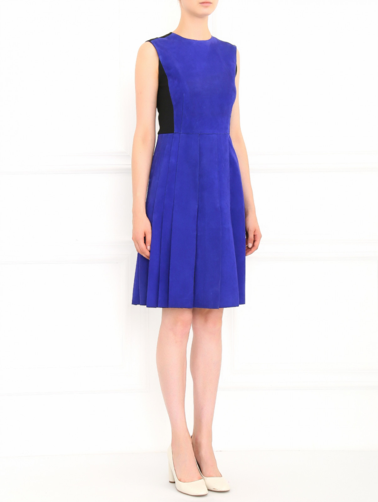 Платье-миди из замши Sportmax  –  Модель Общий вид  – Цвет:  Фиолетовый