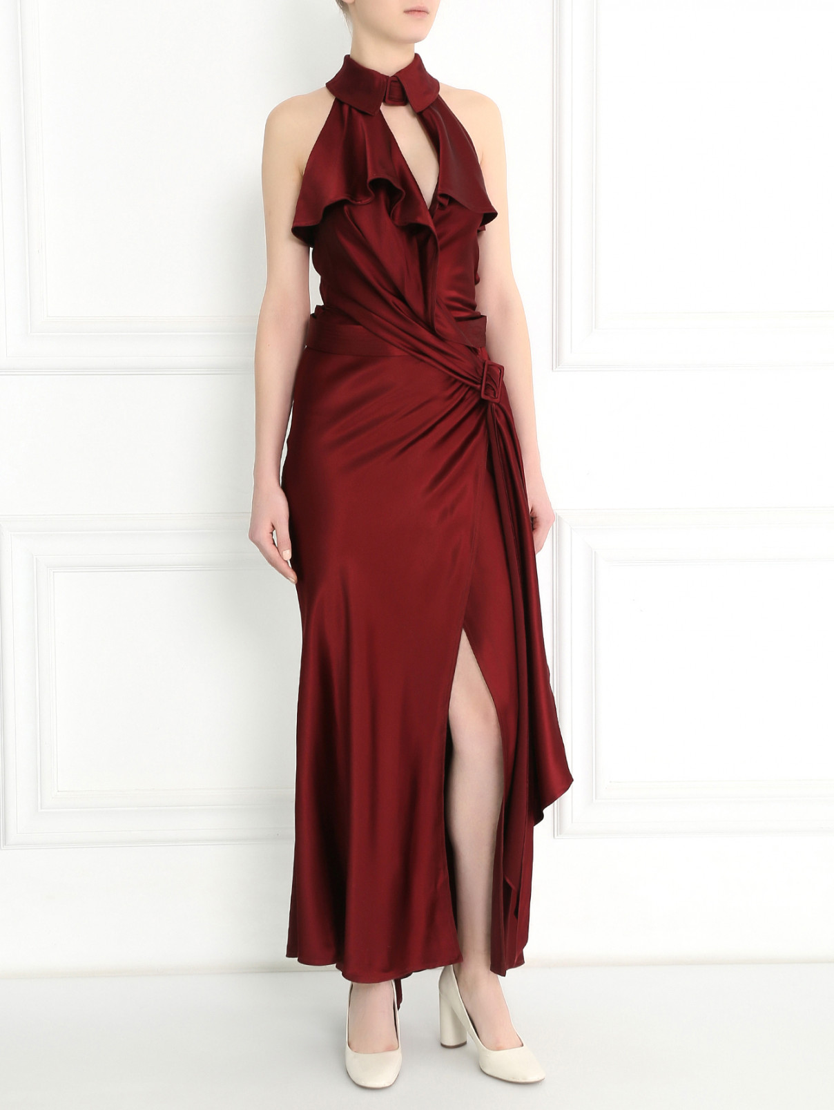 Платье-макси асимметричного кроя с драпировкой Jean Paul Gaultier  –  Модель Общий вид  – Цвет:  Красный