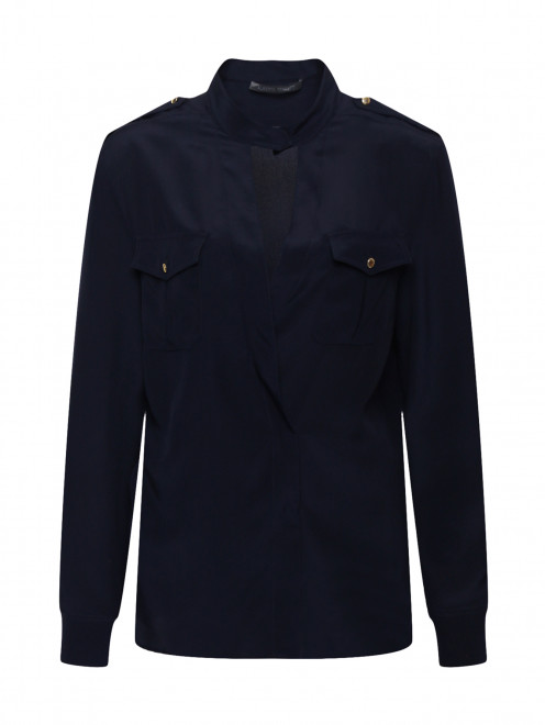 Блуза из шелка с длинным рукавом и накладными карманами Alberta Ferretti - Общий вид