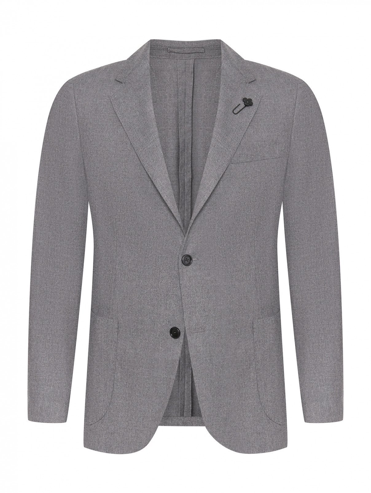 Однобортный пиджак с карманами LARDINI  –  Общий вид  – Цвет:  Серый