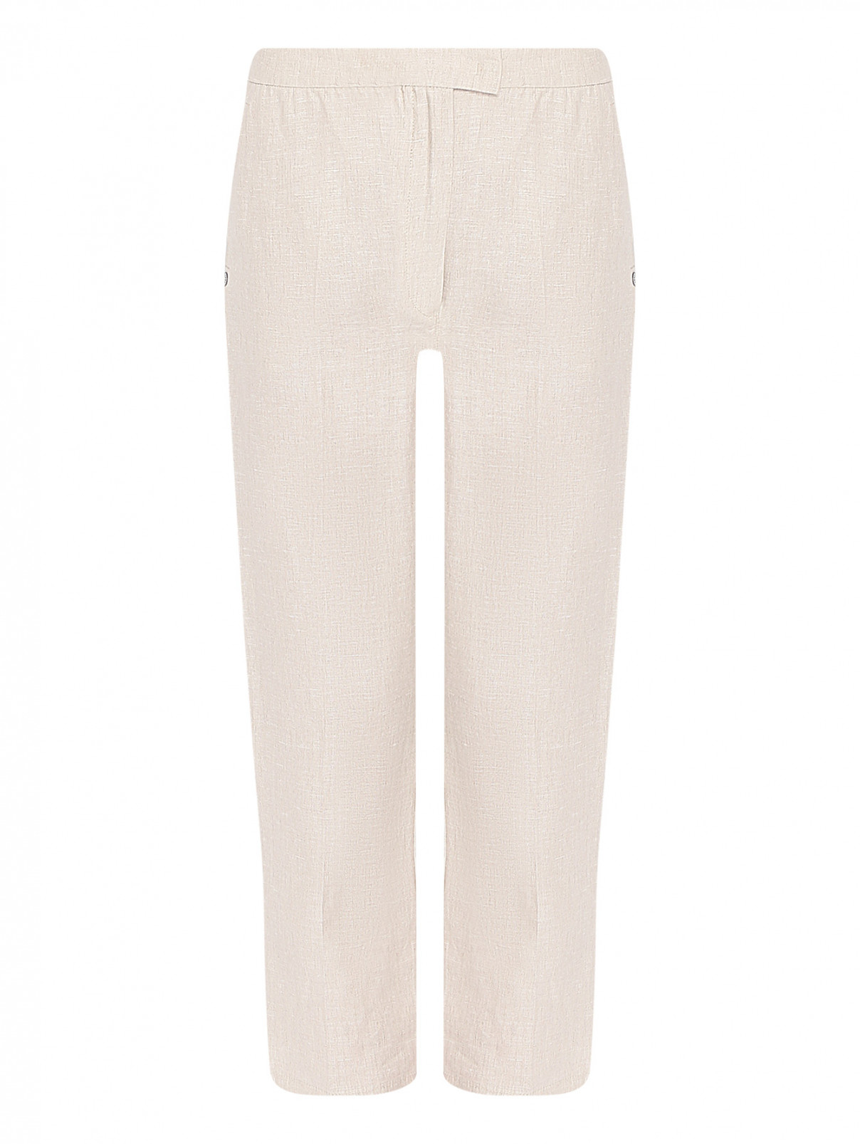 Укороченные брюки из льна PennyBlack  –  Общий вид  – Цвет:  Бежевый