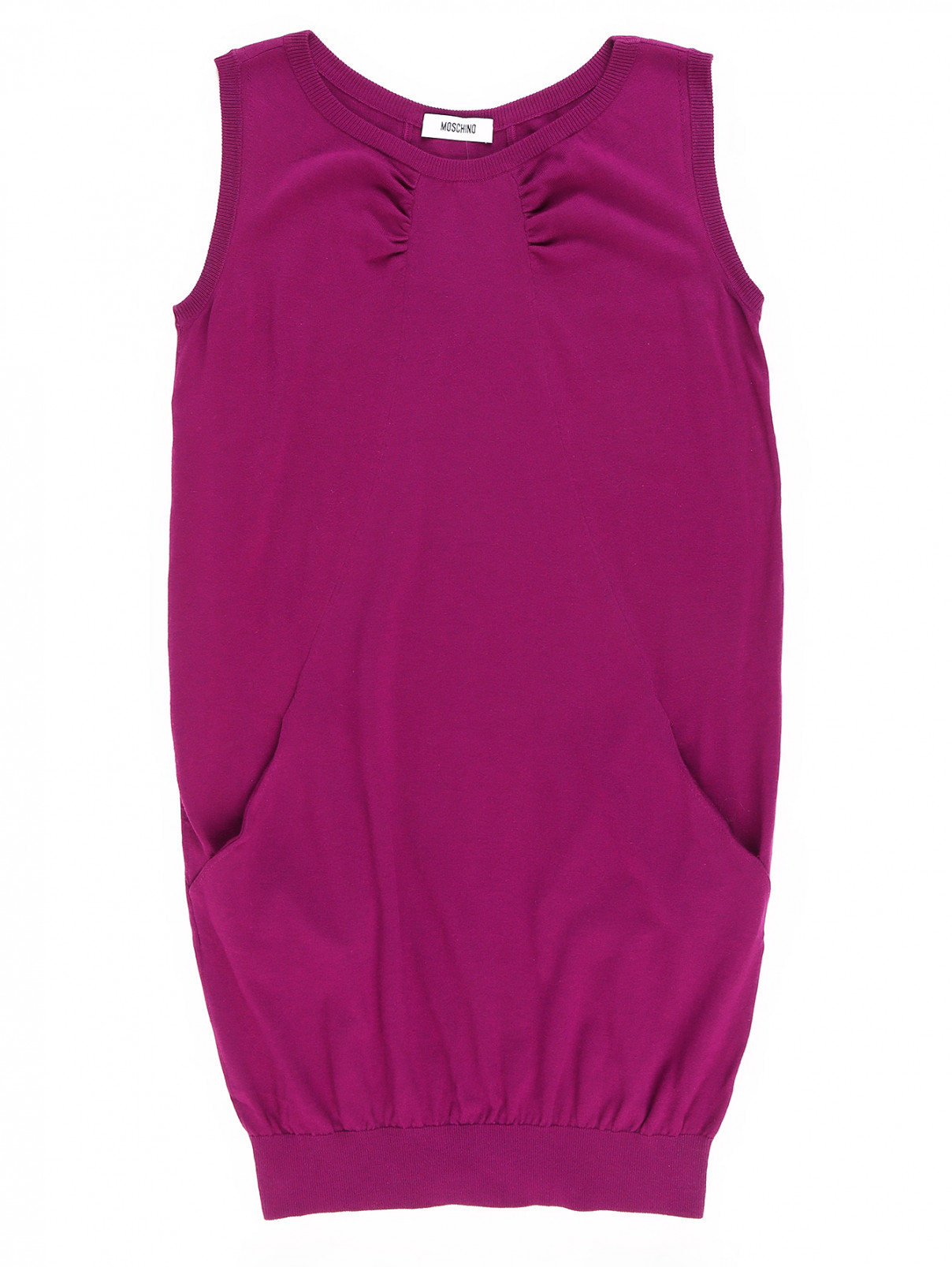 Трикотажное платье из хлопка и шелка Moschino  –  Общий вид  – Цвет:  Фиолетовый