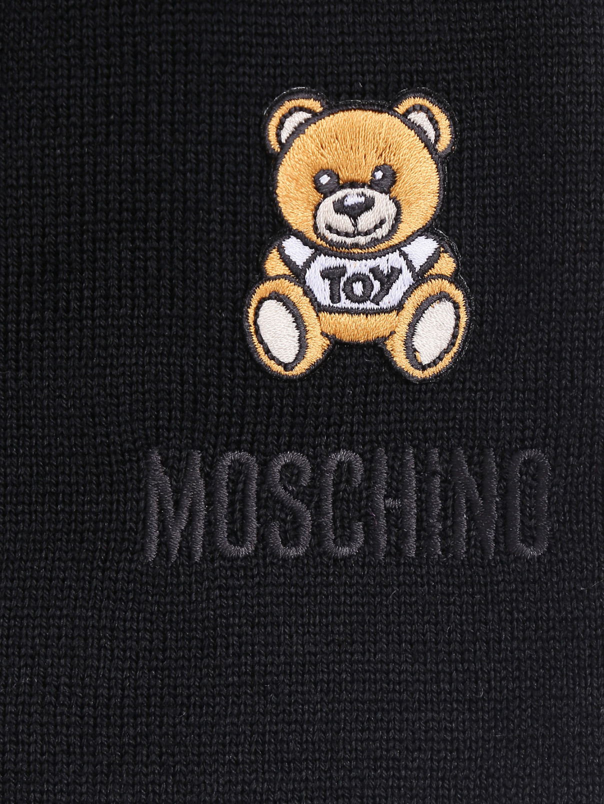 Шапка мелкой вязки с вышивкой Moschino  –  Деталь  – Цвет:  Черный