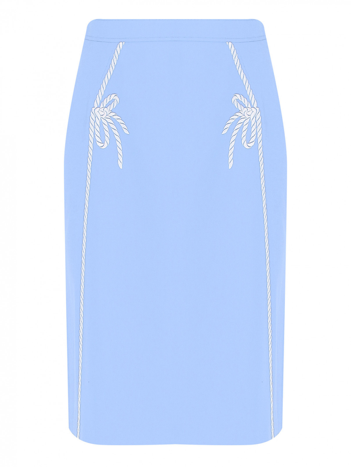 Юбка-миди из хлопка с вышивкой Moschino Boutique  –  Общий вид  – Цвет:  Синий
