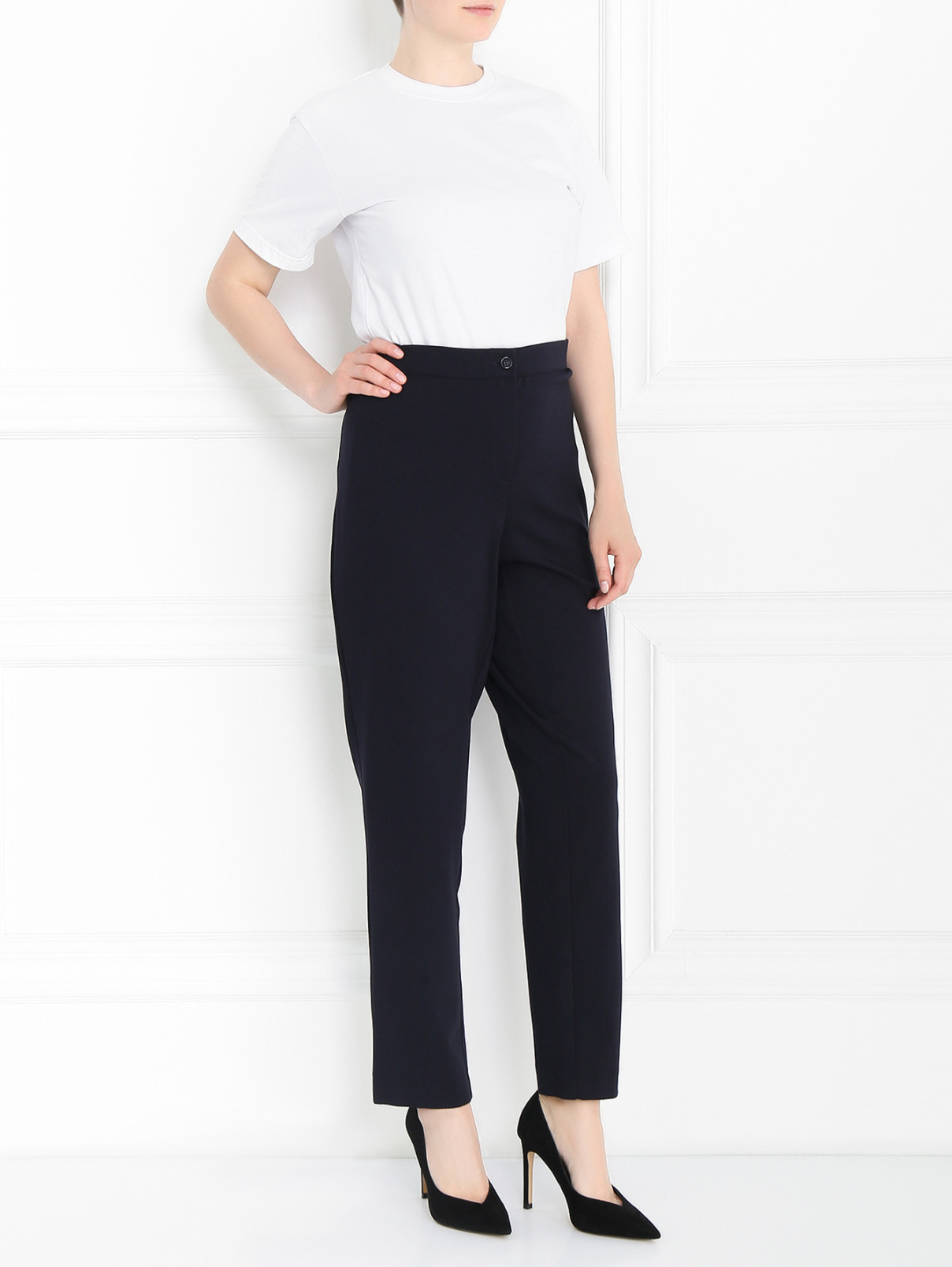 Трикотажные брюки прямого кроя Marina Rinaldi  –  Модель Общий вид  – Цвет:  Синий