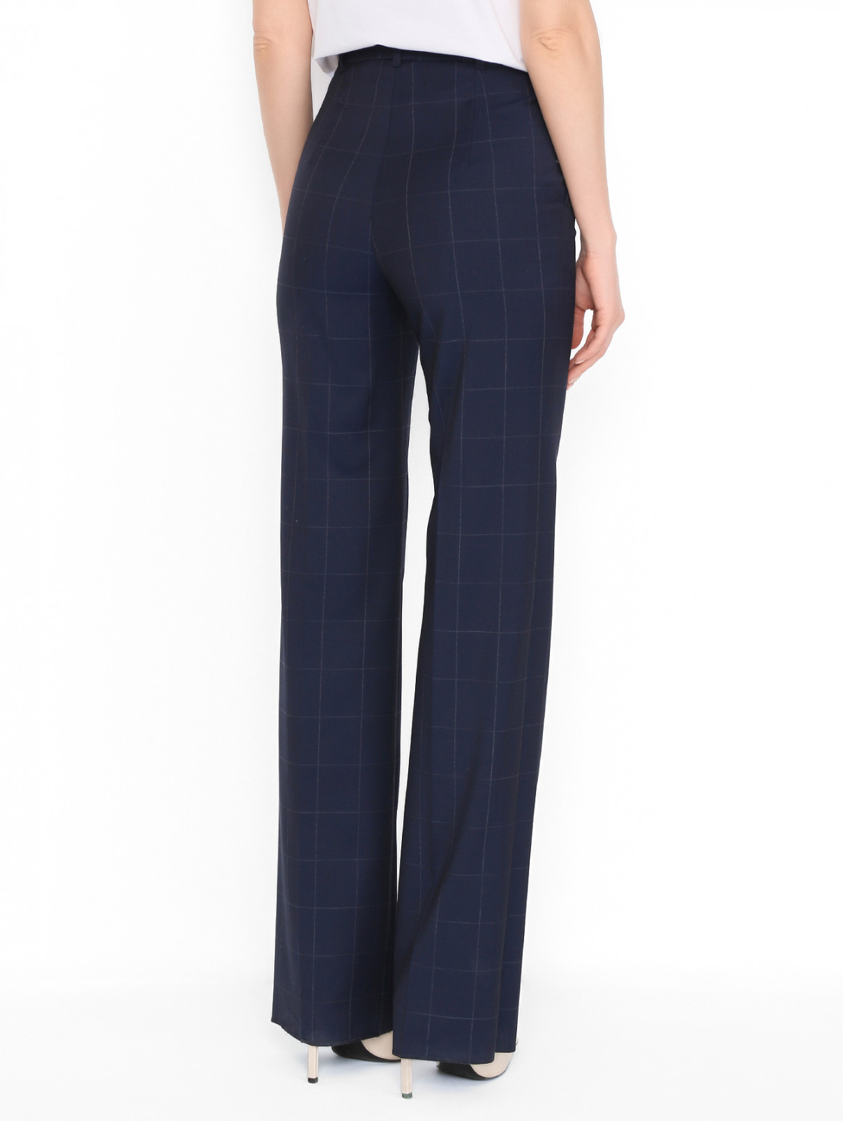 Брюки в тонкую клетку Max Mara  –  МодельВерхНиз1  – Цвет:  Синий