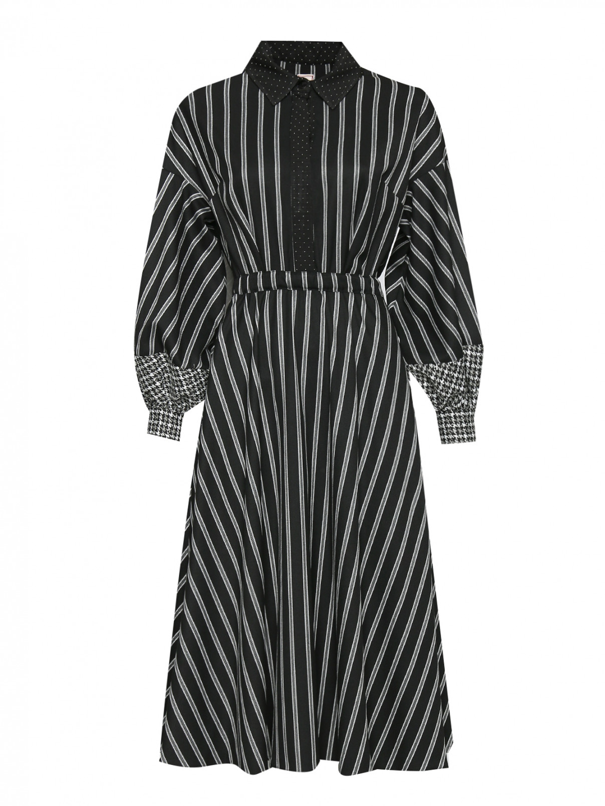 Платье-миди с узором Antonio Marras  –  Общий вид  – Цвет:  Черный