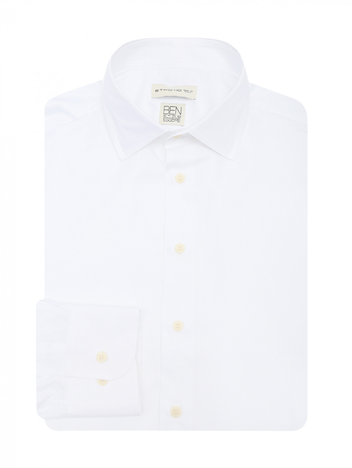 Однотонная рубашка из смешанного хлопка Etro  –  Общий вид  – Цвет:  Белый