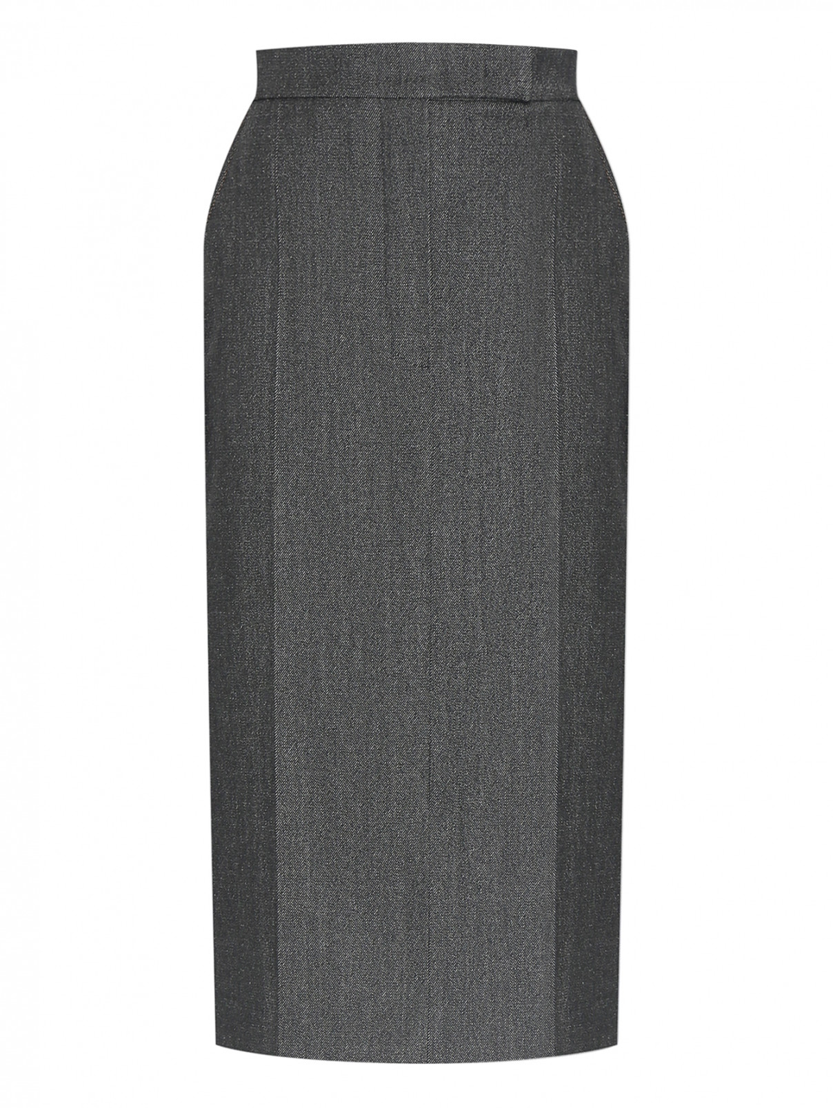 Юбка с карманами и разрезом Max Mara  –  Общий вид  – Цвет:  Серый
