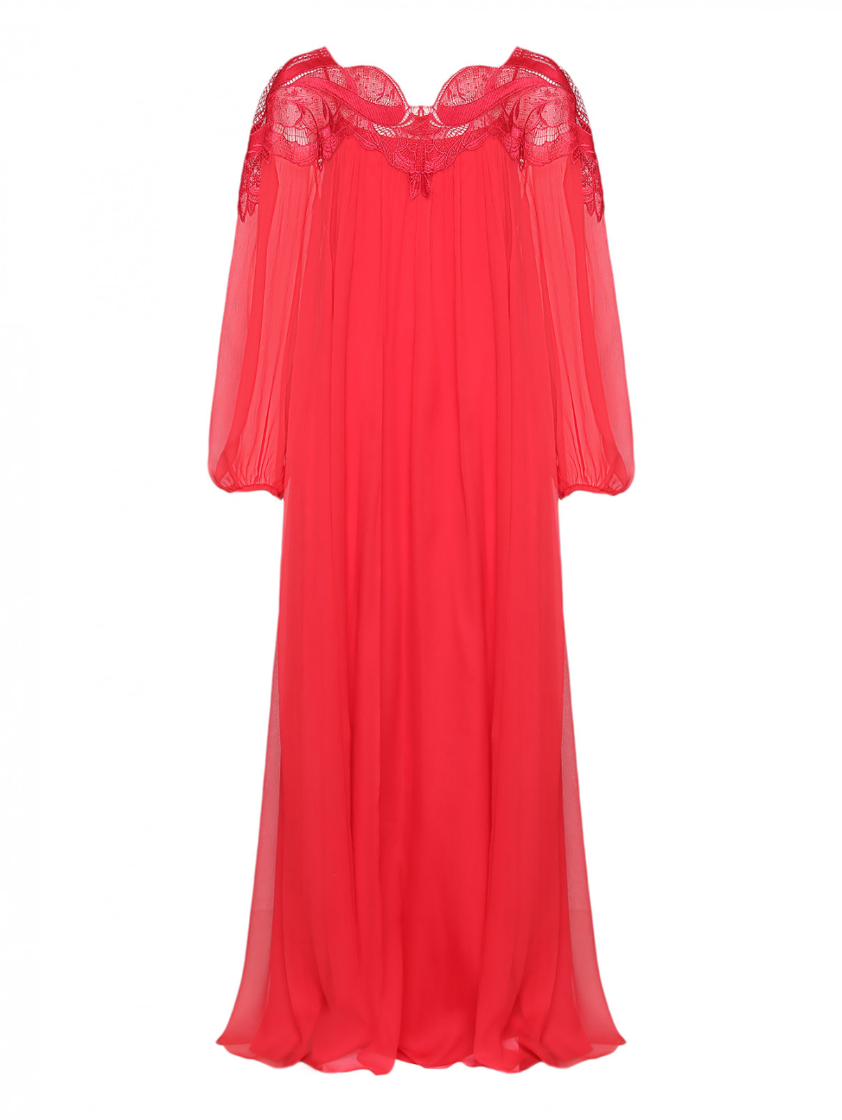 Платье-макси из шелка Alberta Ferretti  –  Общий вид  – Цвет:  Красный