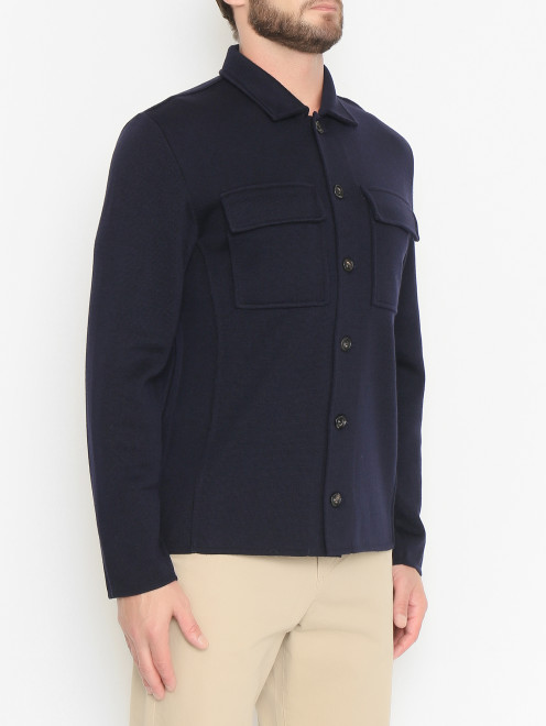 Трикотажный пиджак-рубашка из шерсти LARDINI - МодельВерхНиз