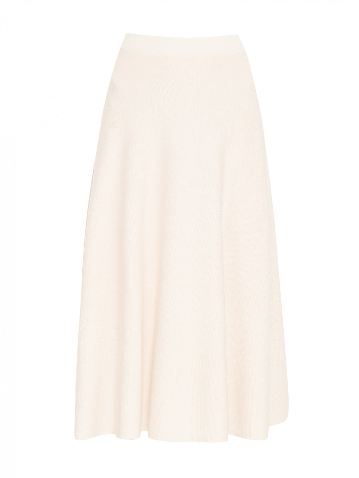 Трикотажная юбка из шерсти Allude  –  Общий вид  – Цвет:  Бежевый