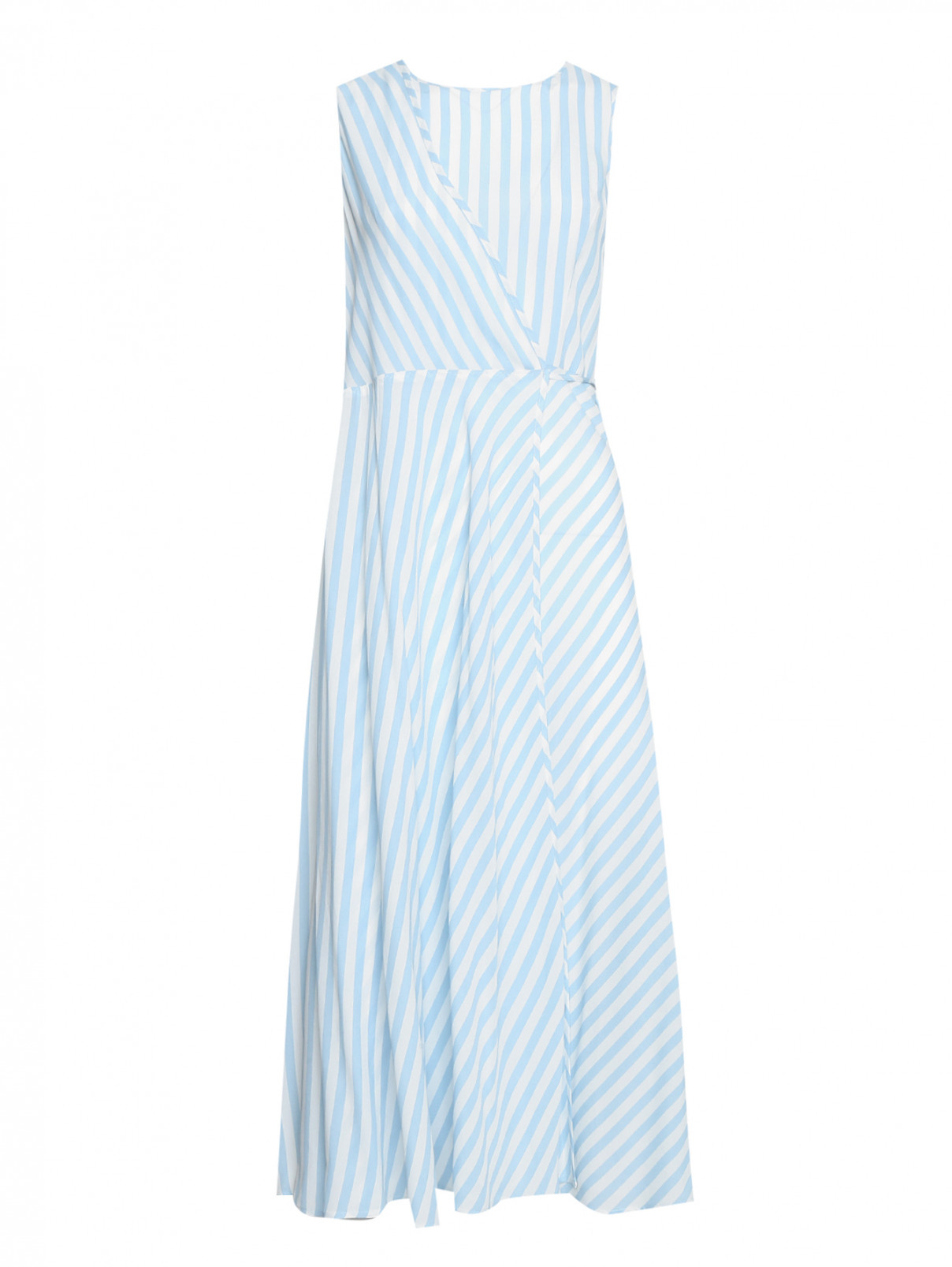 Платье из вискозы в полоску Sportmax  –  Общий вид  – Цвет:  Синий