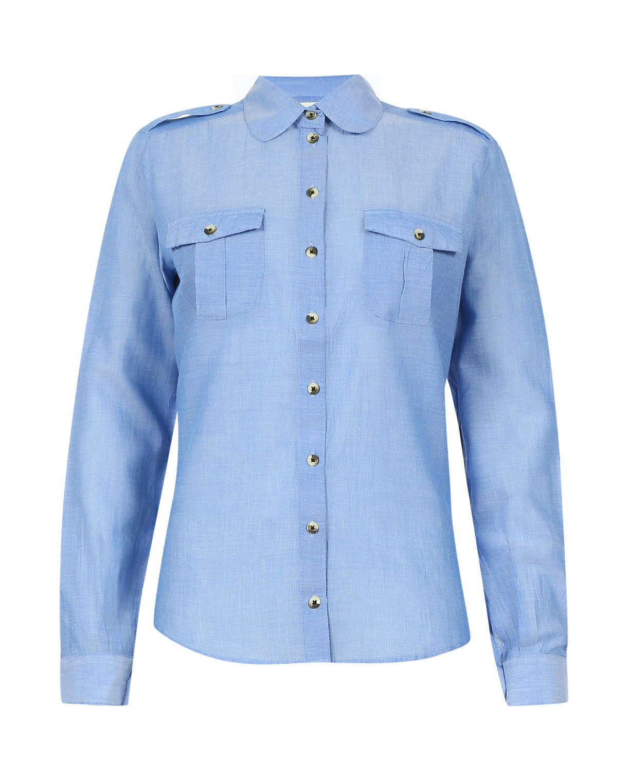 Рубашка из хлопка с боковыми карманами Leon&Harper  –  Общий вид  – Цвет:  Синий
