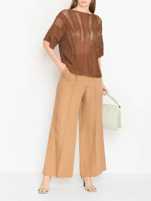 Брюки-палаццо из вискозы и льна Weekend Max Mara - МодельОбщийВид