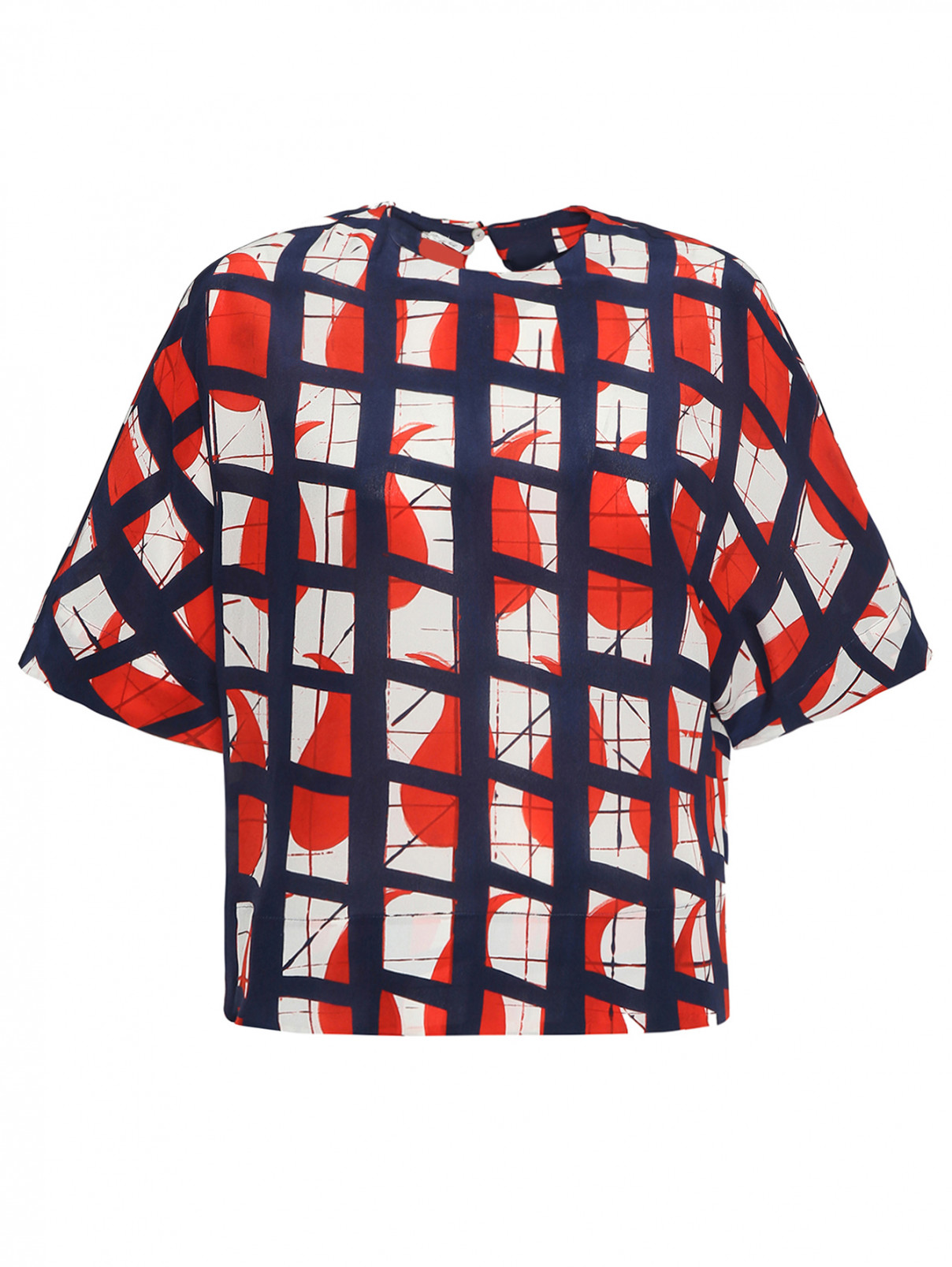 Шелковая блуза с принтом геометрия Barba Napoli  –  Общий вид