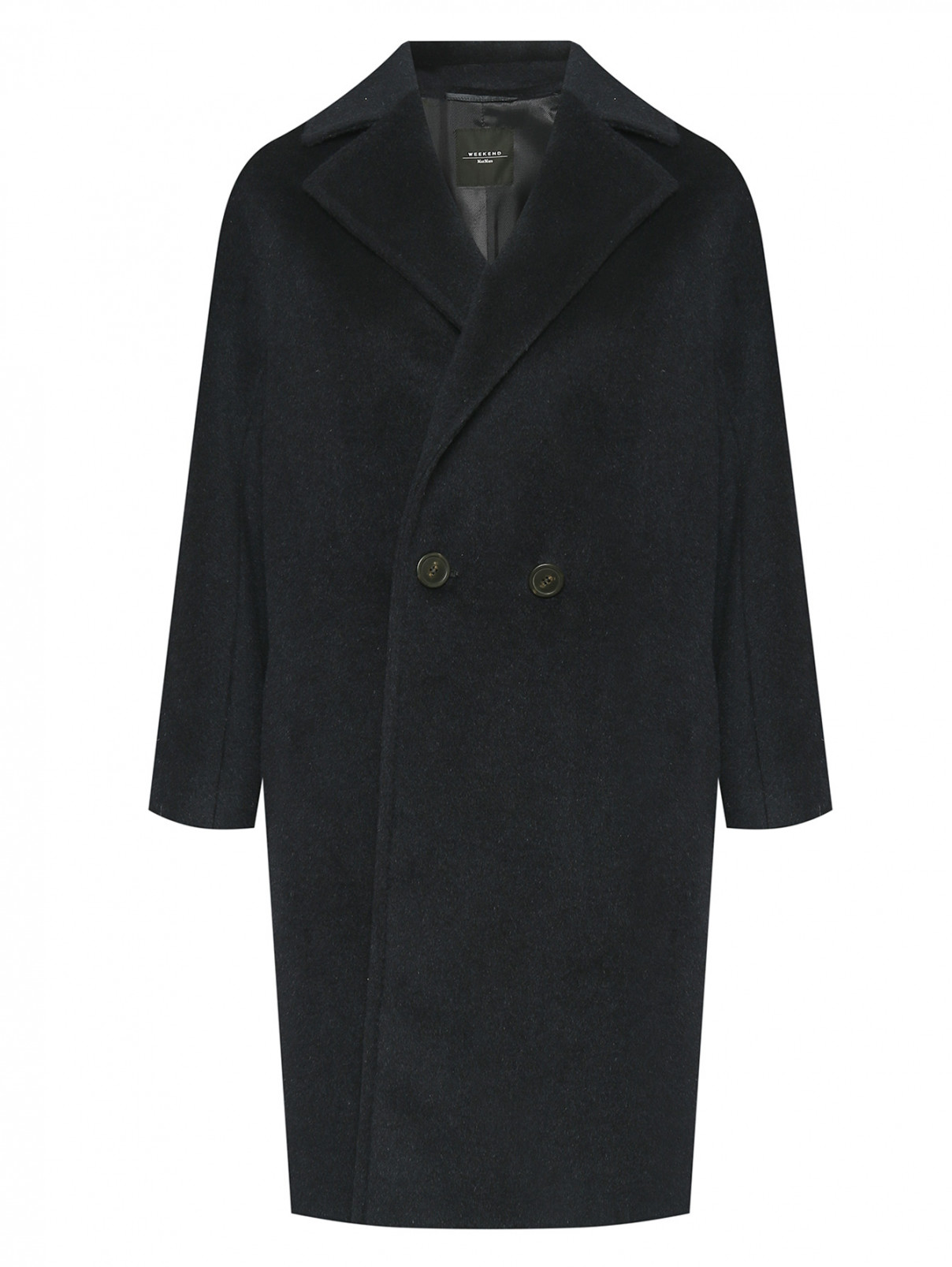 Двубортное базовое пальто Weekend Max Mara  –  Общий вид  – Цвет:  Синий