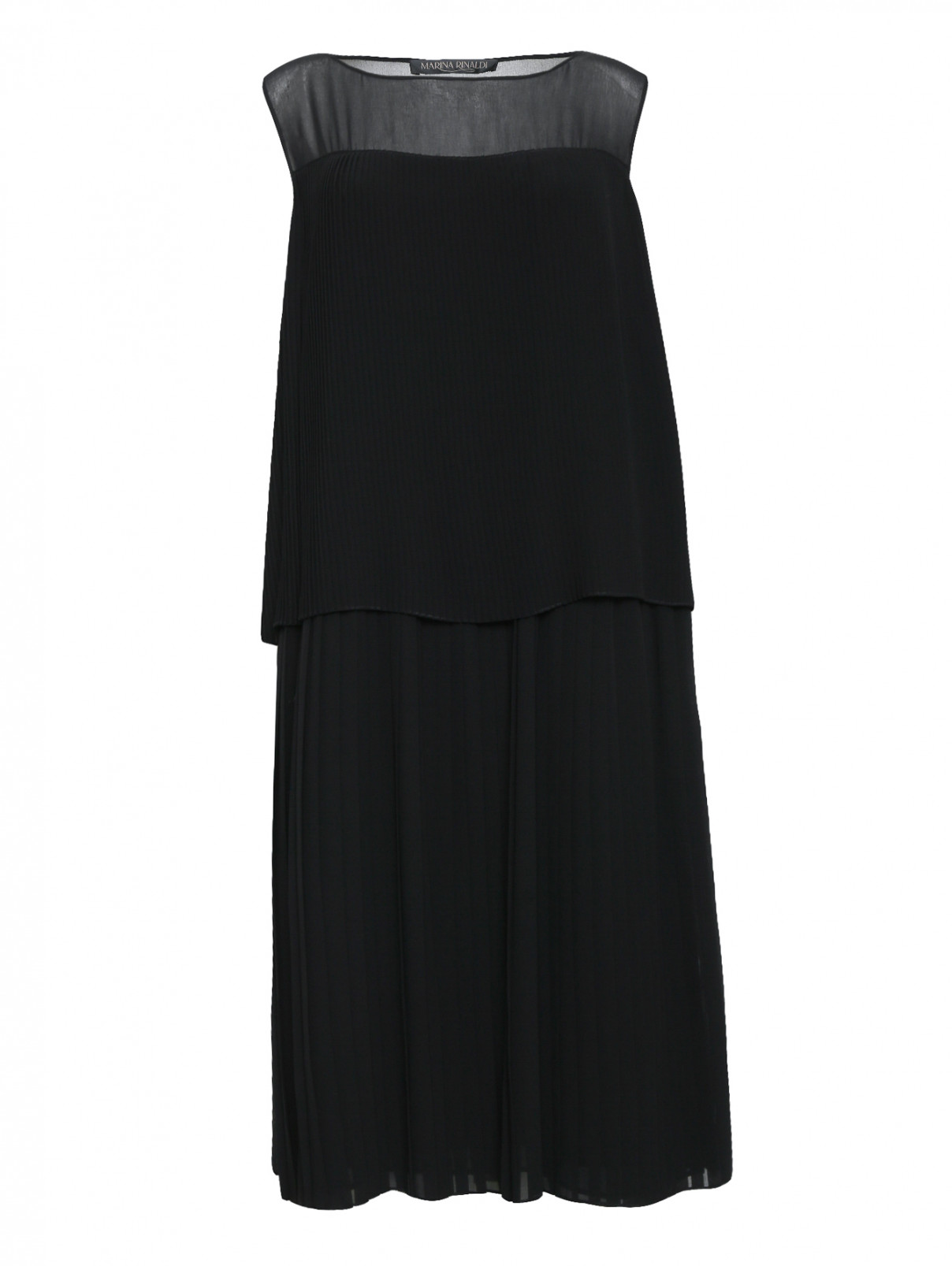 Платье-миди с плиссировкой Marina Rinaldi  –  Общий вид  – Цвет:  Черный