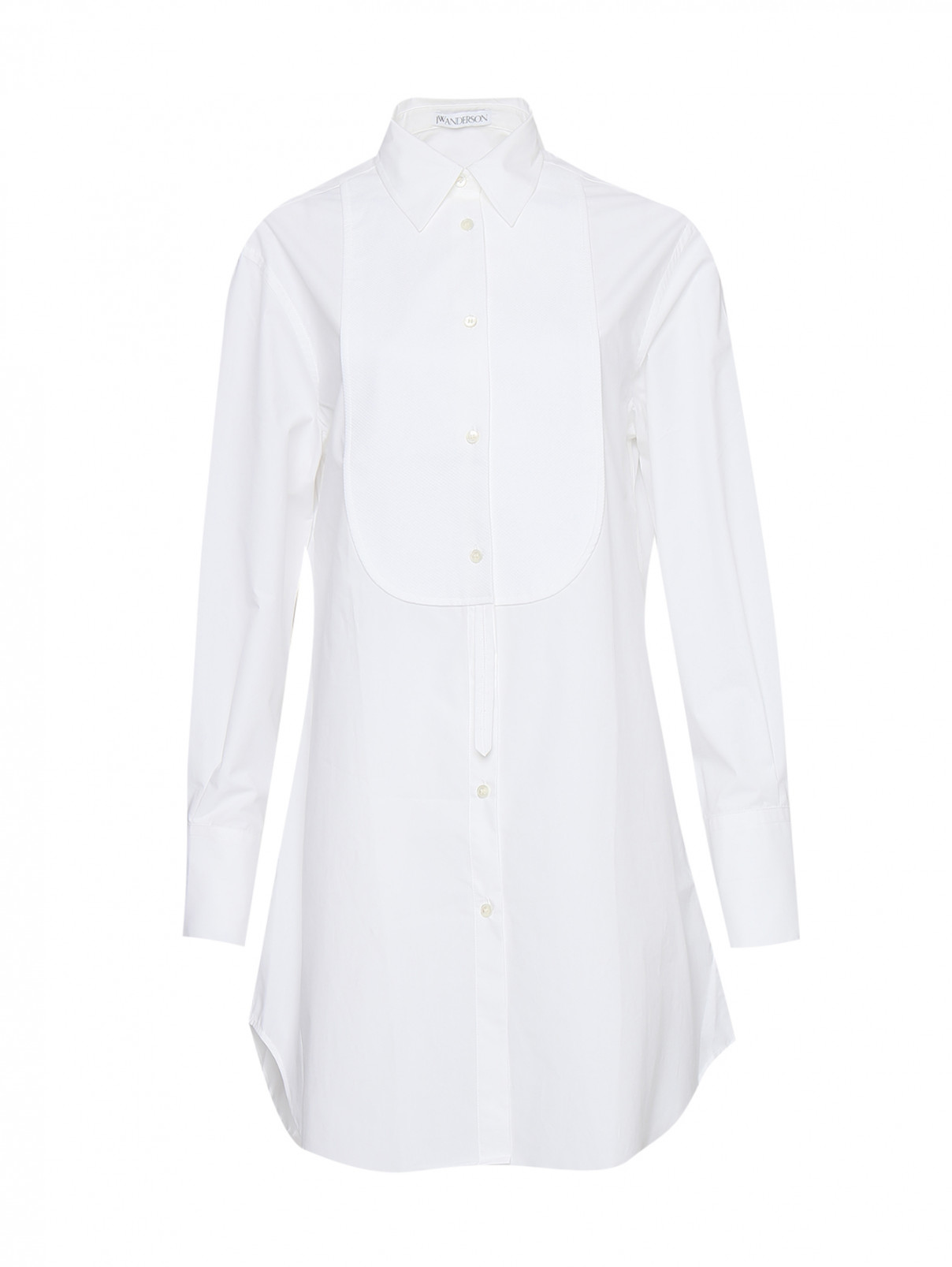 Удлиненная блуза из хлопка свободного кроя J.W. Anderson  –  Общий вид  – Цвет:  Белый