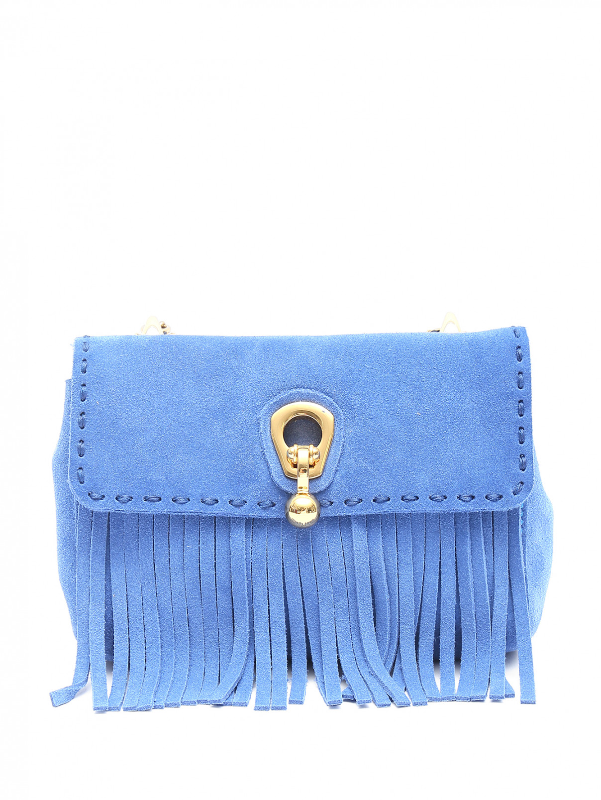 Мини-сумка из кожи на цепочке Ermanno Scervino  –  Общий вид  – Цвет:  Синий