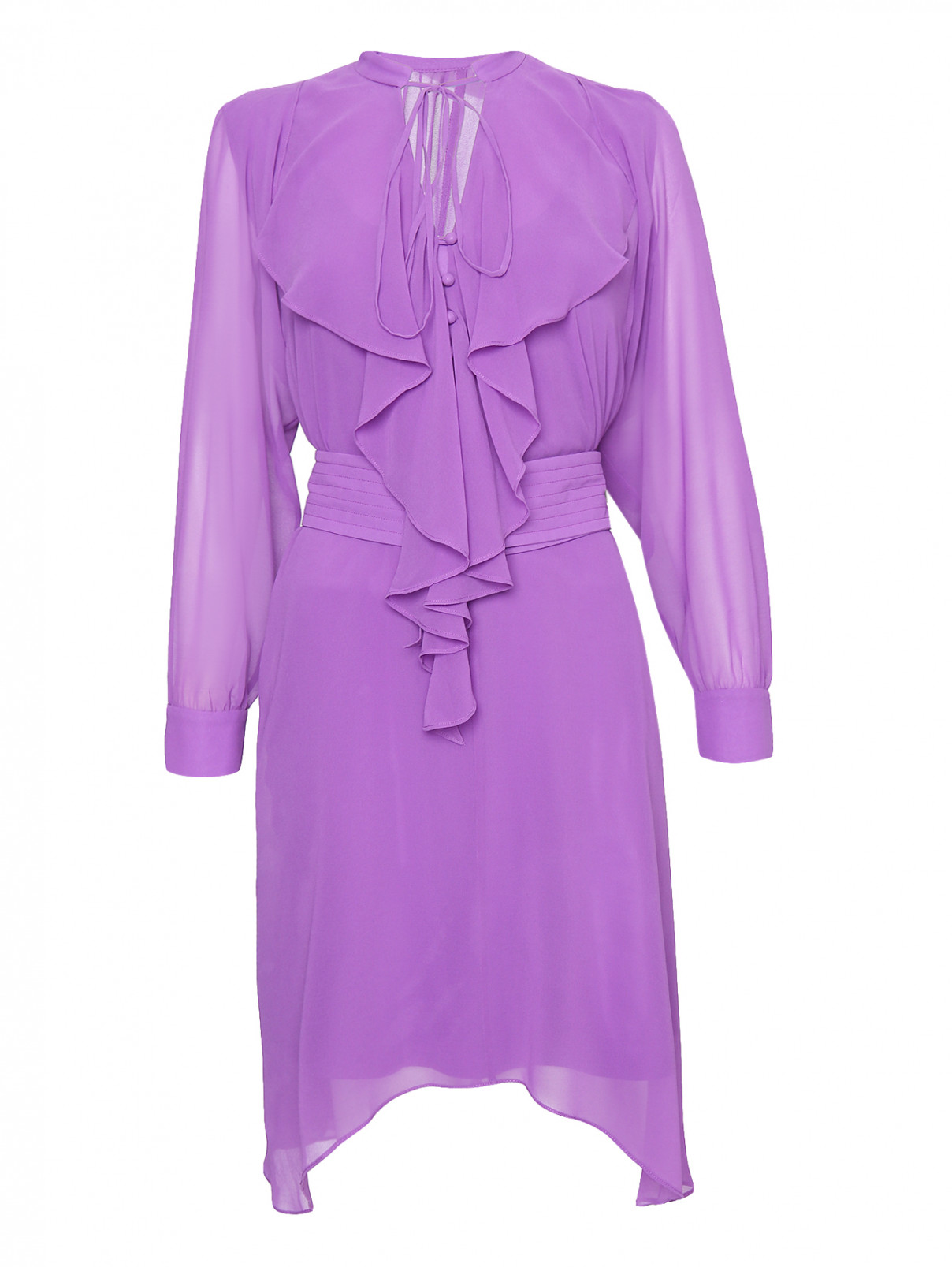 Платье-миди свободного кроя с поясом Mo&Co  –  Общий вид  – Цвет:  Фиолетовый