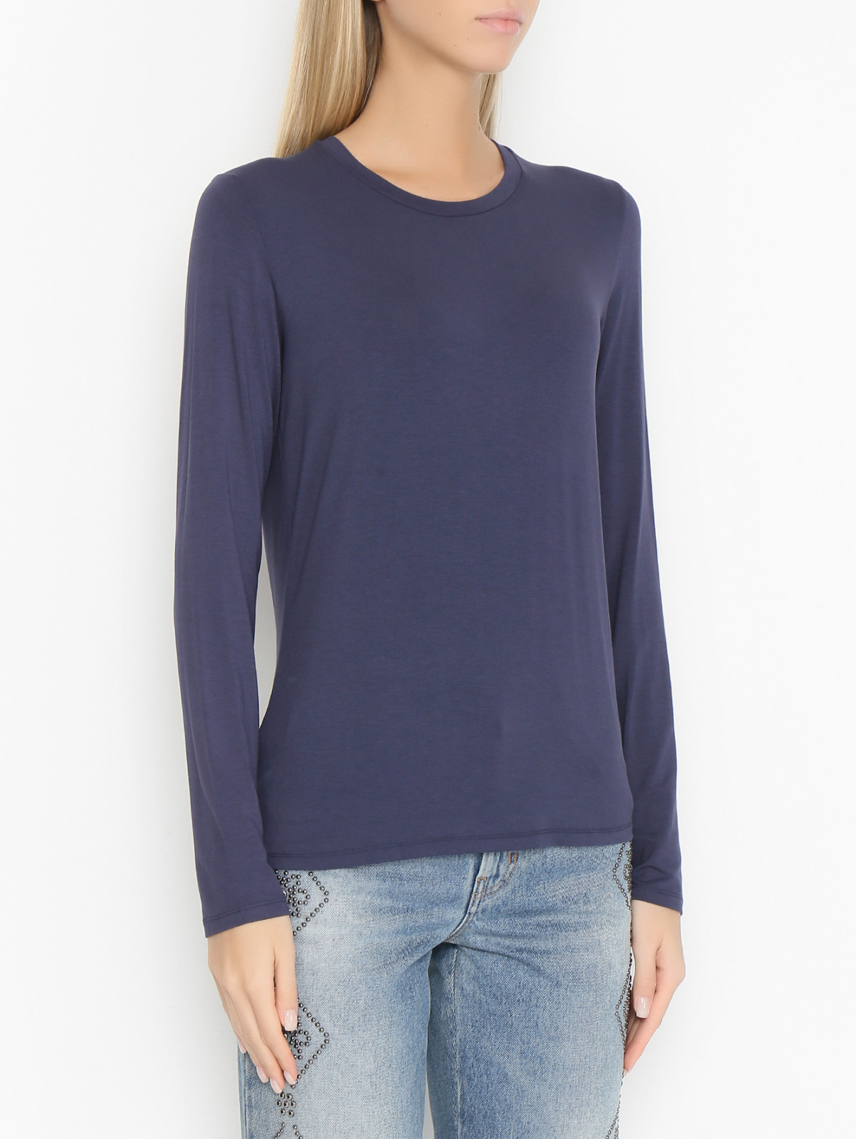 Лонгслив из вискозы и эластана Weekend Max Mara  –  МодельВерхНиз  – Цвет:  Синий